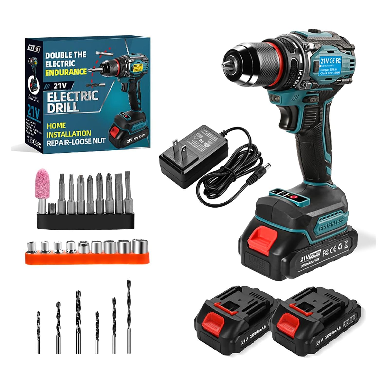 Juego de Taladros Inalámbricos Tools 007 21V 2 Baterías 2000mAh