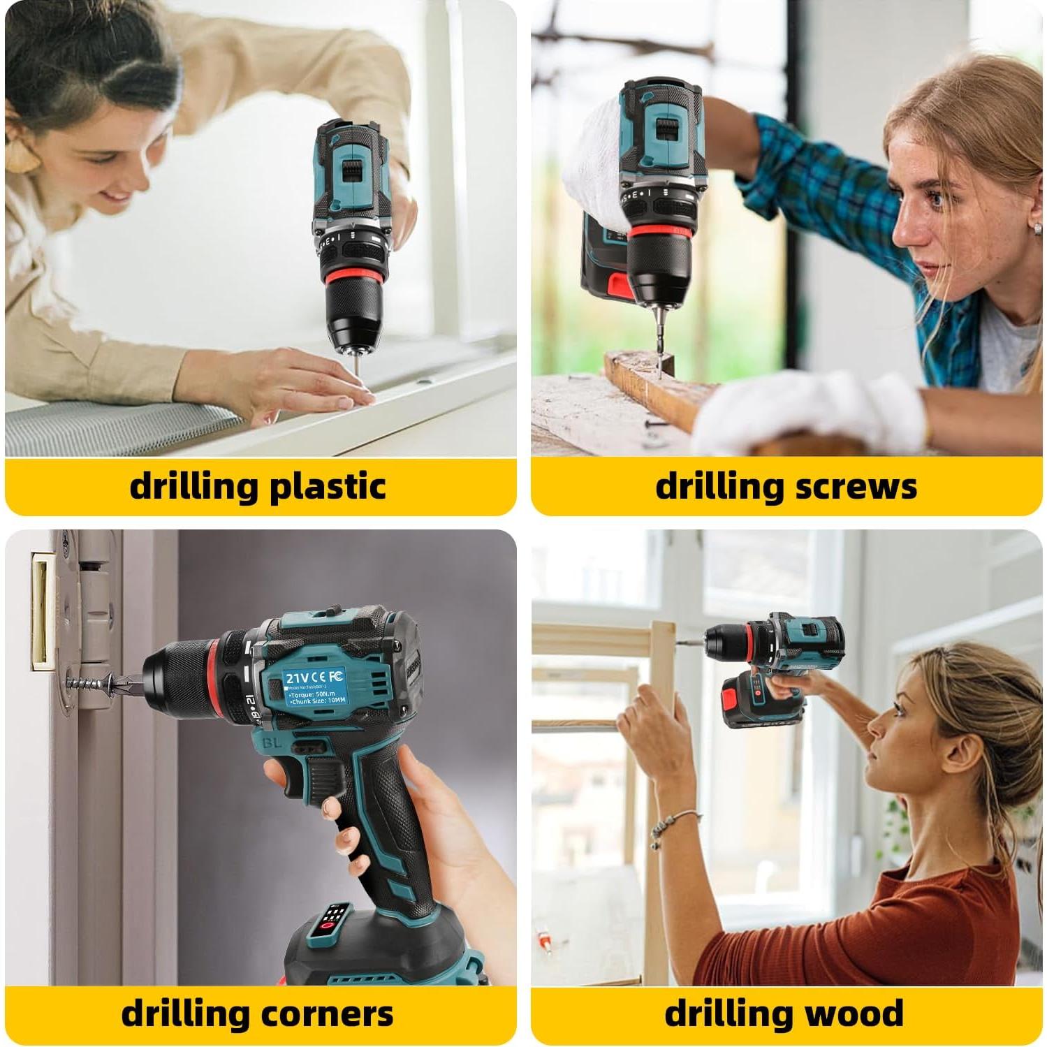 Juego de Taladros Inalámbricos Tools 007 21V 2 Baterías 2000mAh