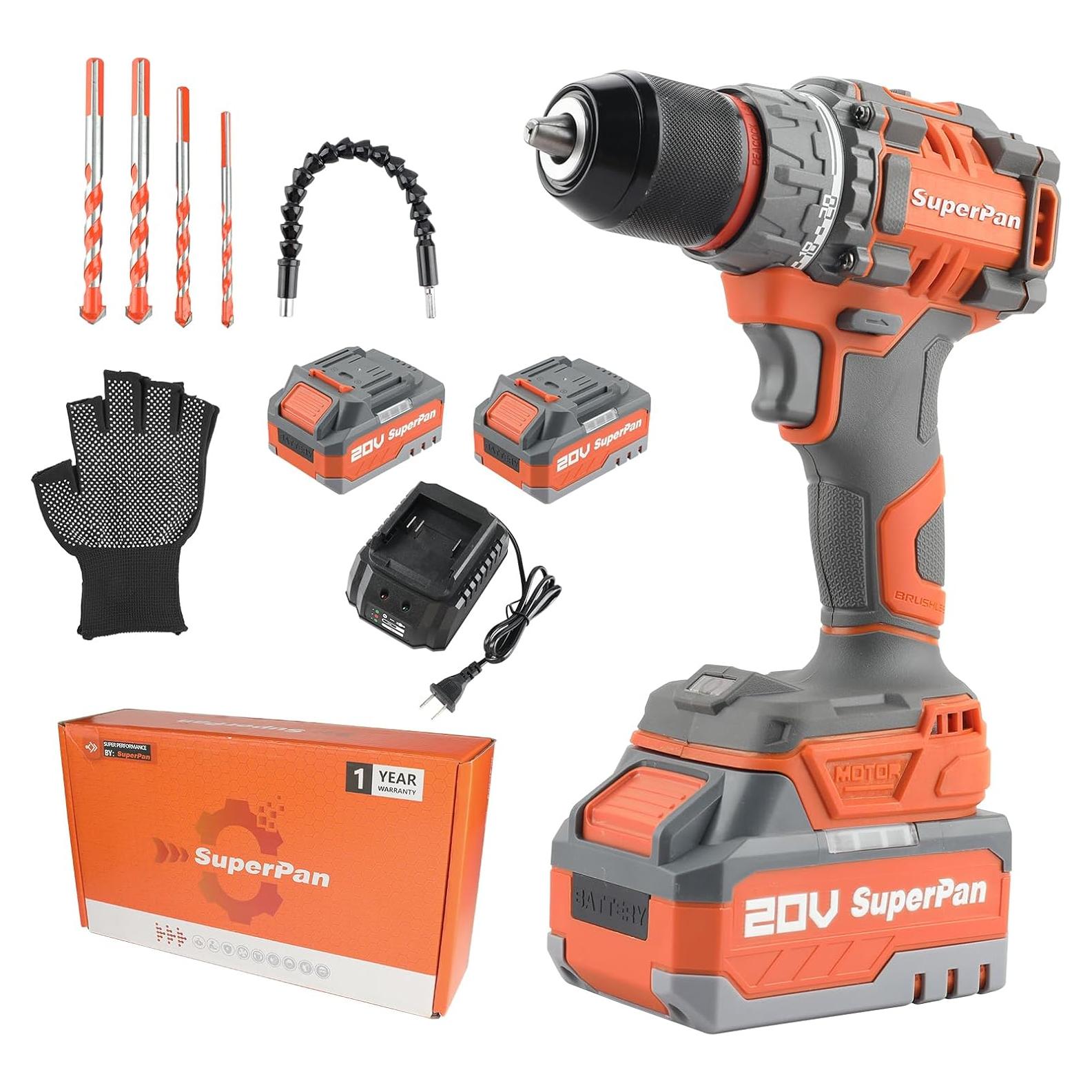 Taladro Inalámbrico SuperPan 20V con 2 Baterías de 4.0Ah