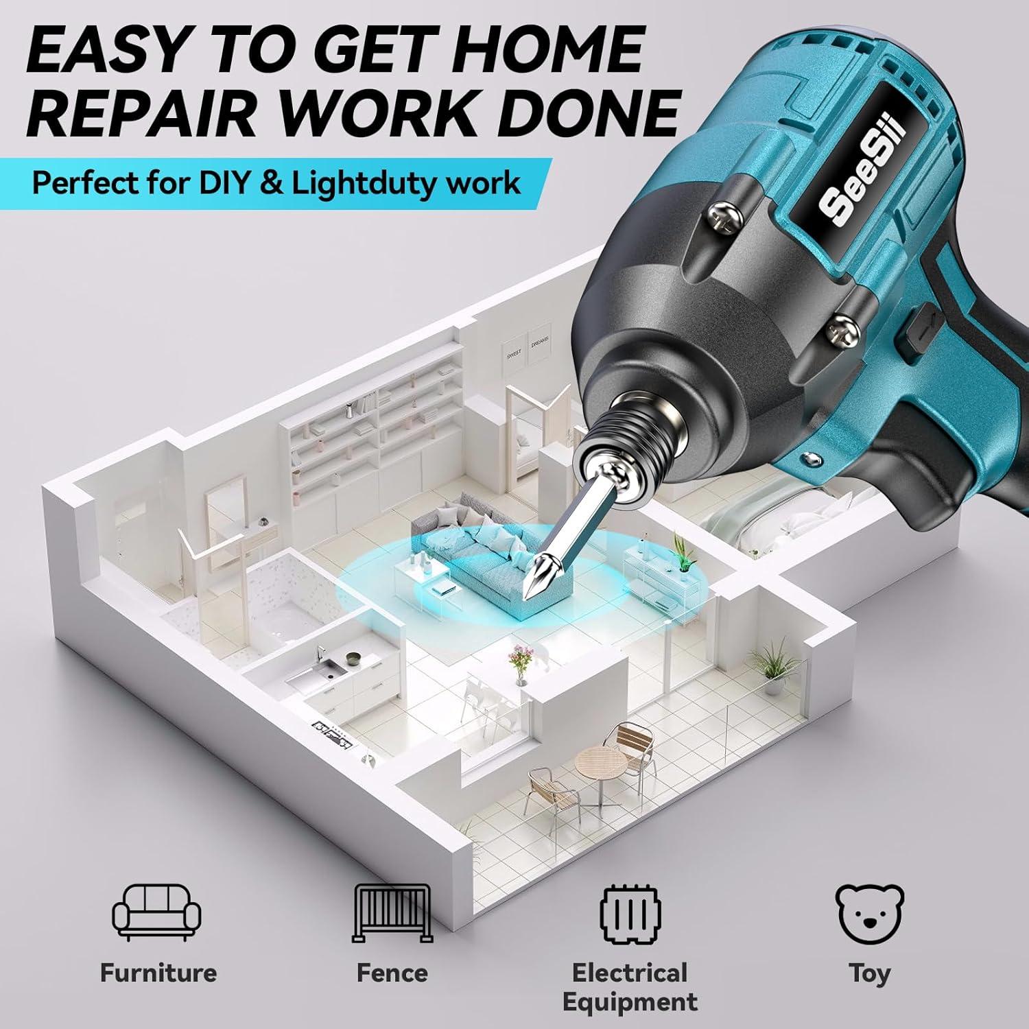 Destornillador de Impacto Inalámbrico Seesii QH150 21V 180 Nm