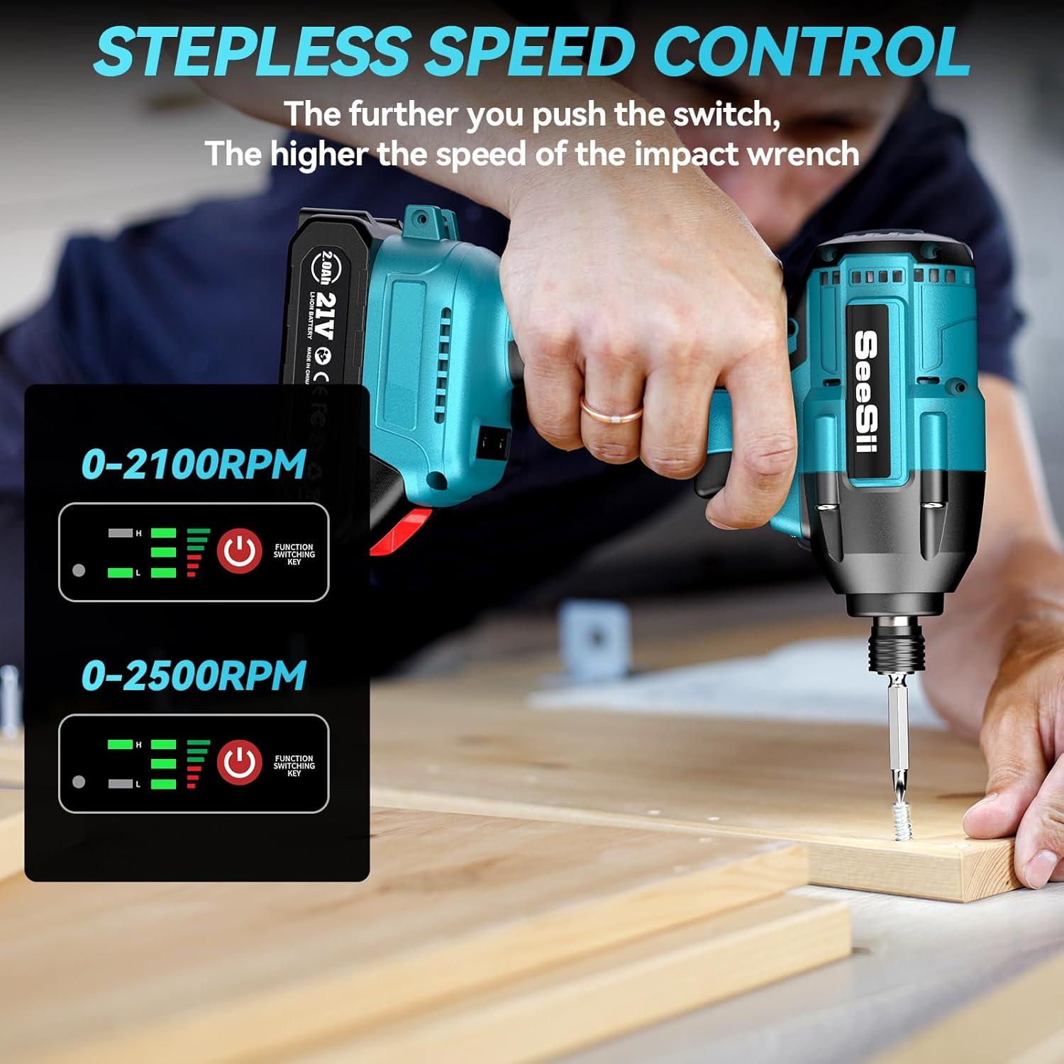 Destornillador de Impacto Inalámbrico Seesii QH150 21V 180 Nm