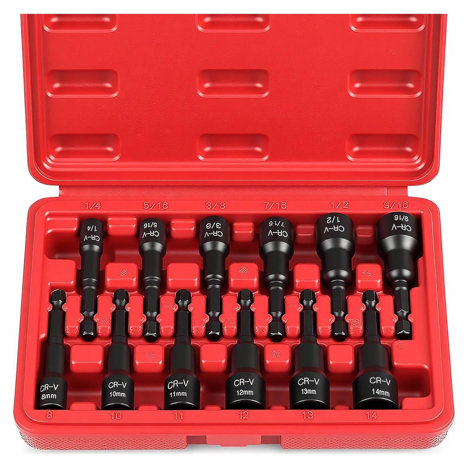 Juego de 12 Destornilladores de Tuerca Magnético SEDY SAE y Métrico