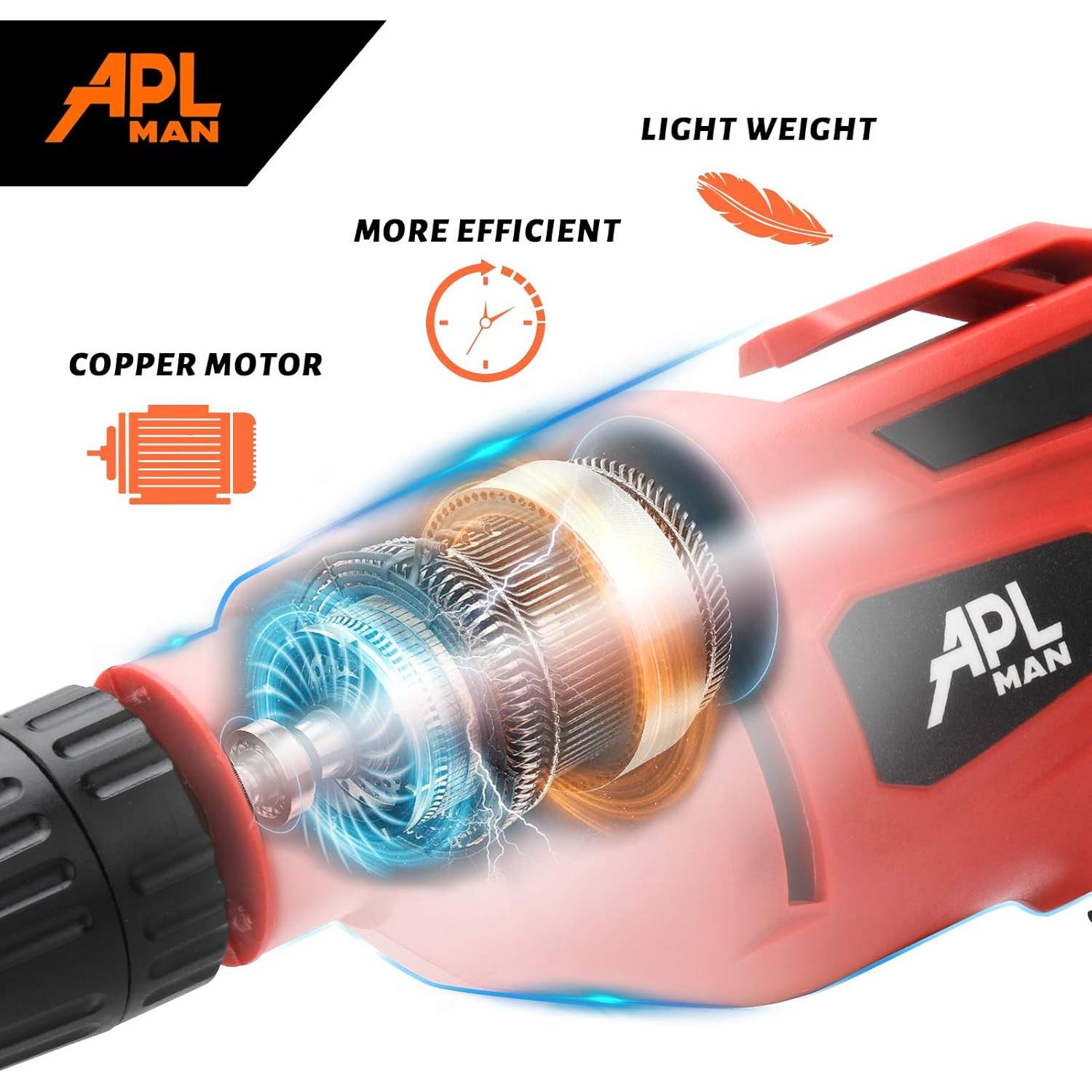 Taladro Inalámbrico APLMAN 21V con 26 Accesorios y LED