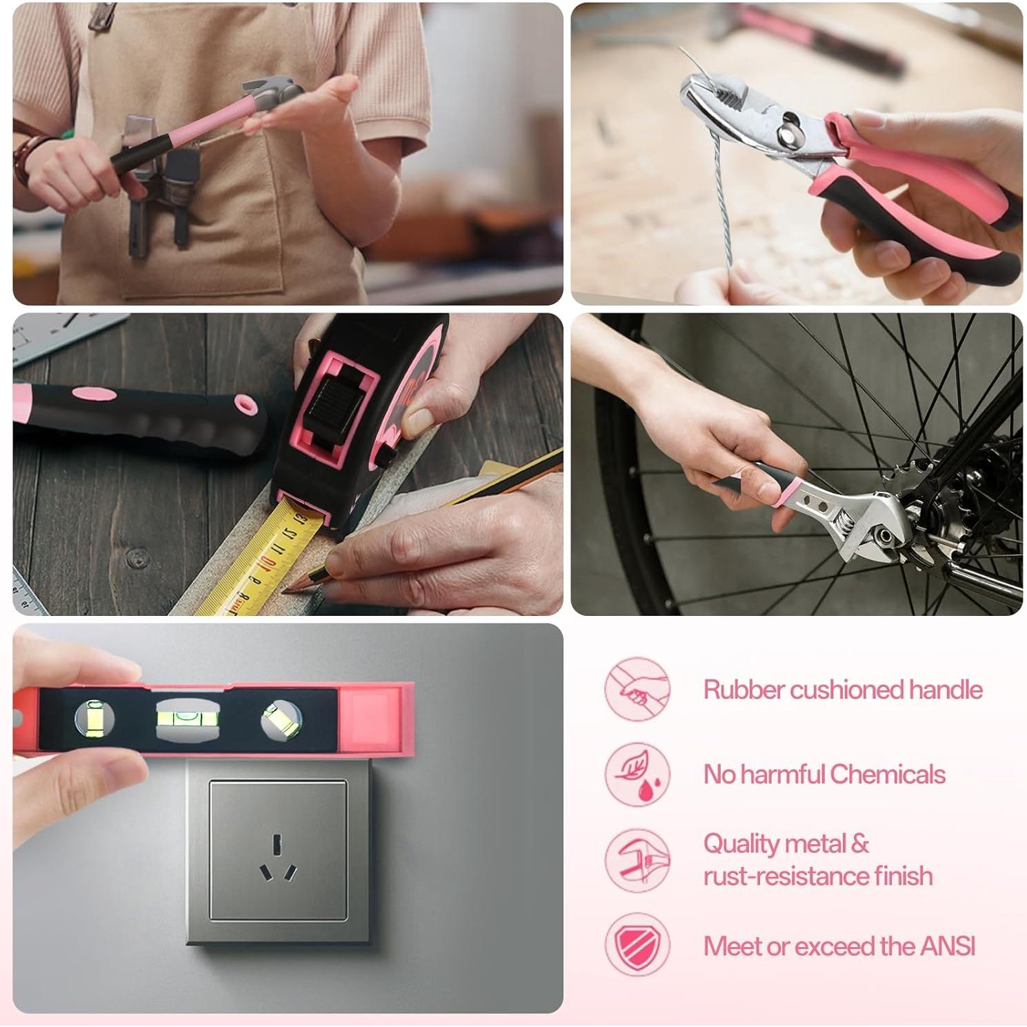 Kit de Herramientas Inalámbricas Rosa COMOWARE 12V con Taladro