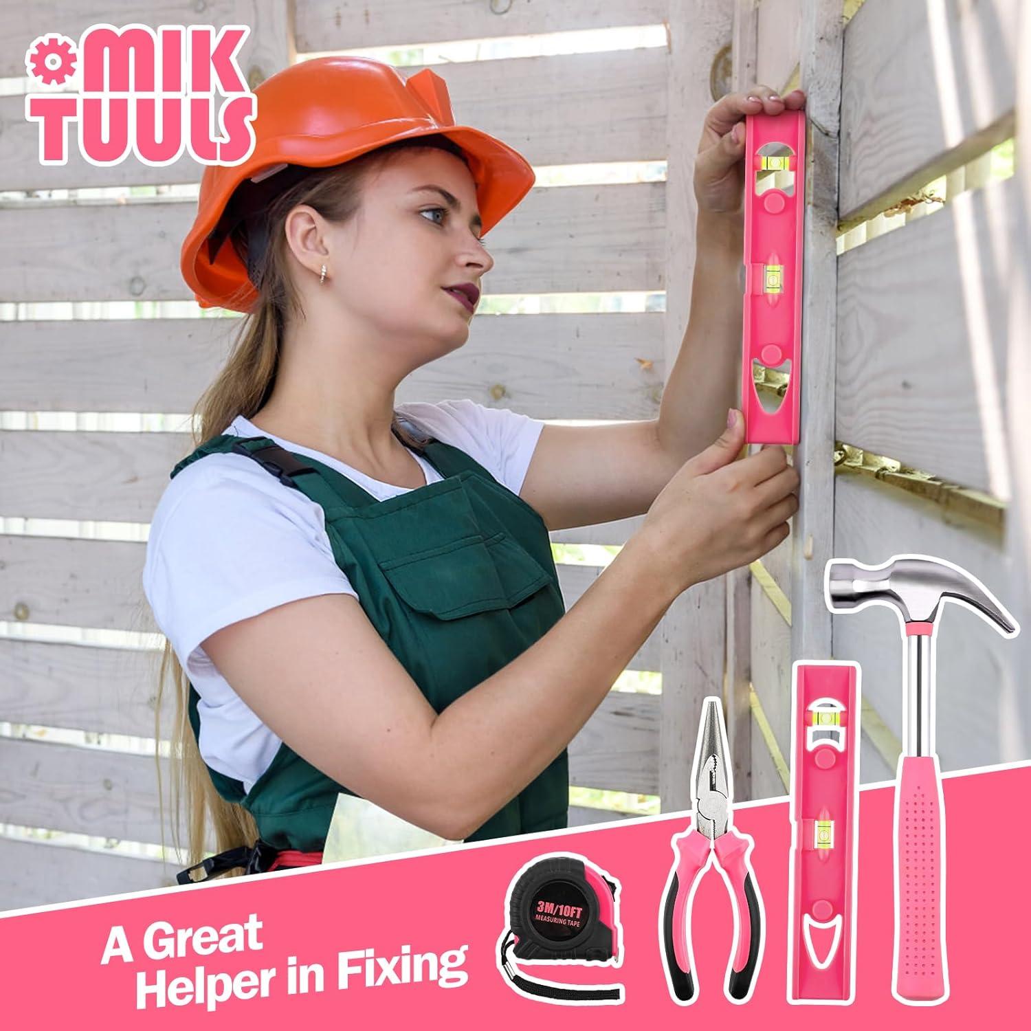 Juego de Herramientas 112PCS con Destornillador Eléctrico 3.6V Rosa