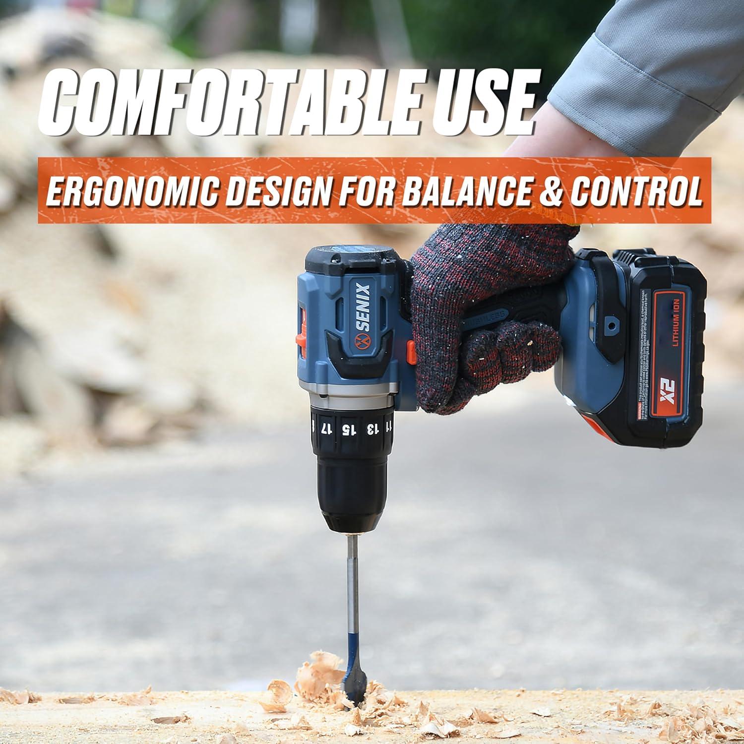 Taladro Atornillador Inalámbrico SENIX 20V Max 1/2" Motor Sin Escobillas