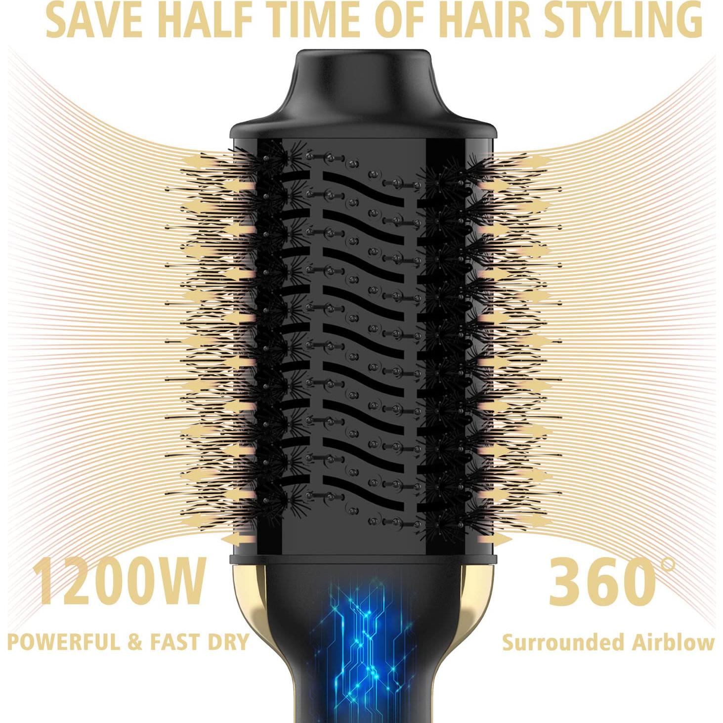 Cepillo Secador 4 en 1 Zhuhai SY-BD08 Negro Dorado