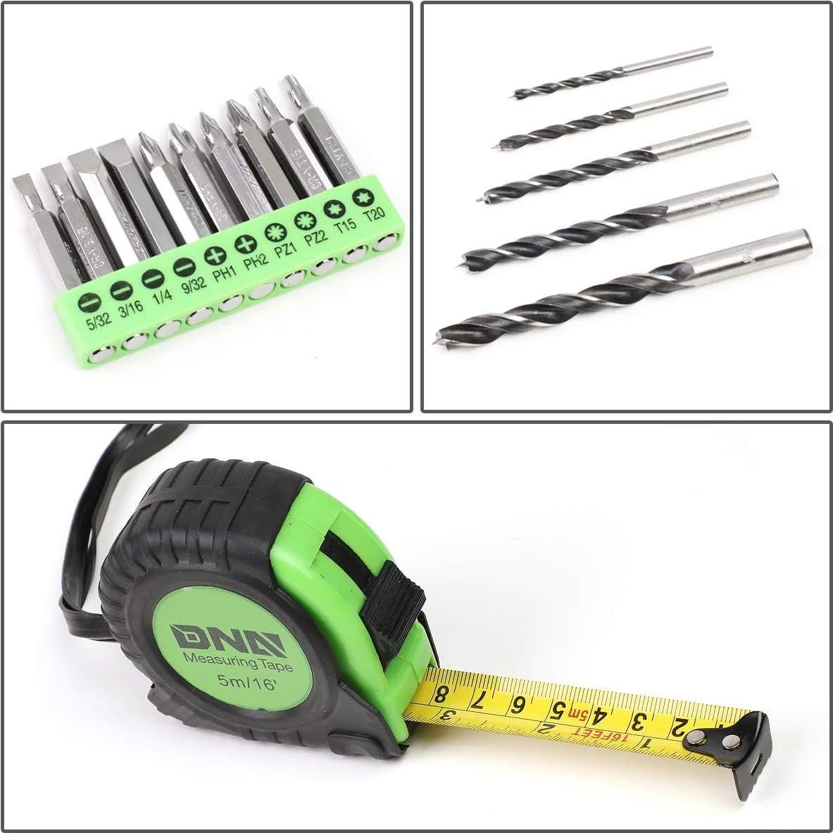 Kit de Herramientas 27 Piezas DNA MOTORING Taladro Inalámbrico 12V