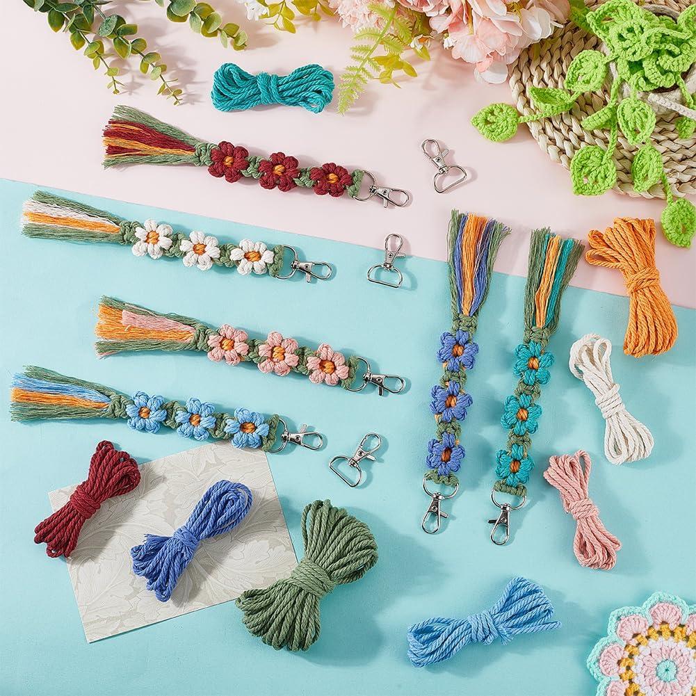 Kit de Llaveros de Macramé SUNNYCLUE 6 Sets DIY con Instrucciones