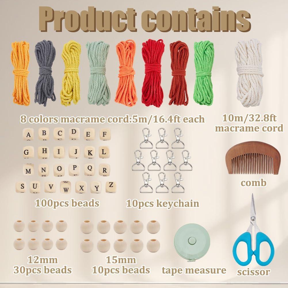 Kit de llavero de macramé DIY ACRNIGHEET 10 piezas para adultos