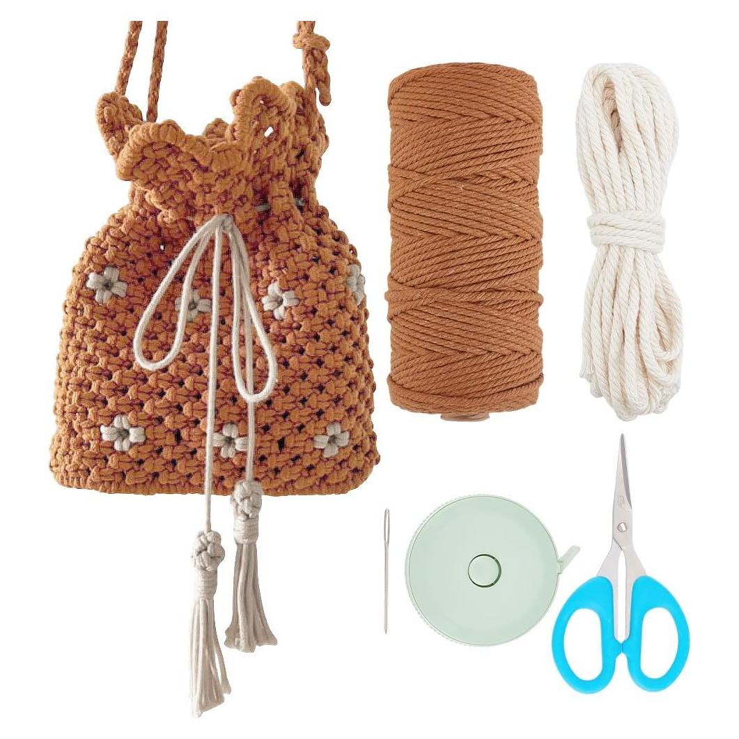 Kit de Bolsa de Macramé BEUNITONE para Principiantes DIY