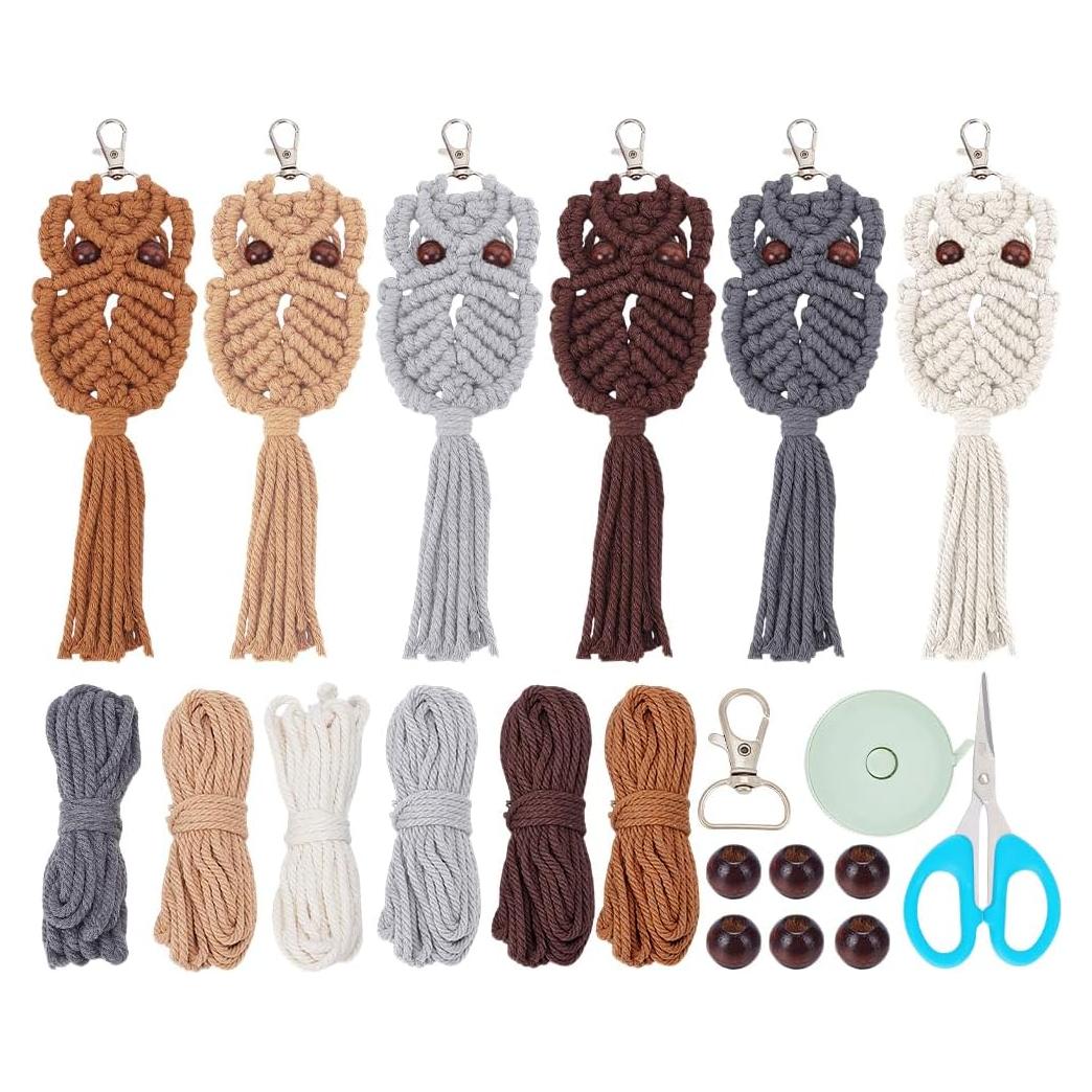 Kit de Llavero de Macramé Boho ACRNIGHEET - 6 Piezas