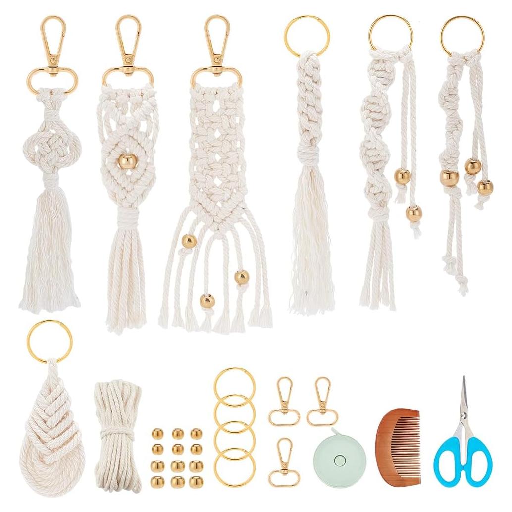 Kit de Llaveros de Macramé INFUNLY - 7 Diseños Bohemios
