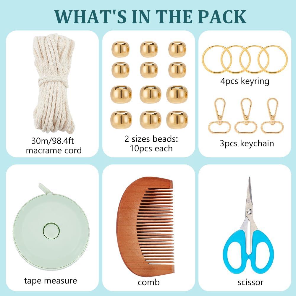 Kit de Llaveros de Macramé INFUNLY - 7 Diseños Bohemios