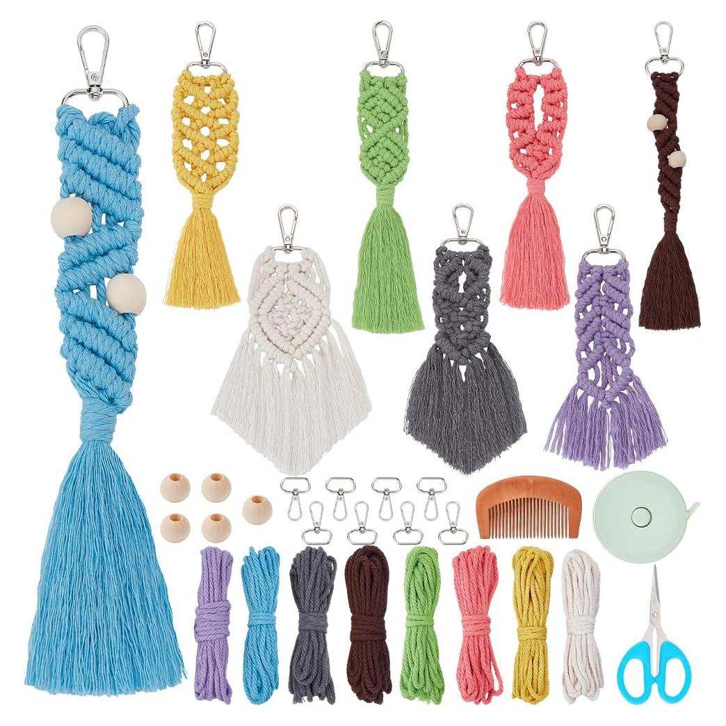 Kit de Llaveros de Macramé ACRNIGHEET 8 Colores DIY para Adultos