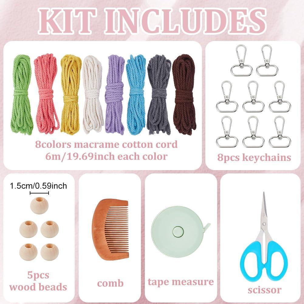 Kit de Llaveros de Macramé ACRNIGHEET 8 Colores DIY para Adultos