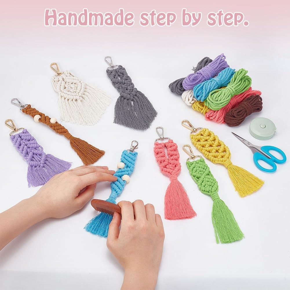 Kit de Llaveros de Macramé ACRNIGHEET 8 Colores DIY para Adultos