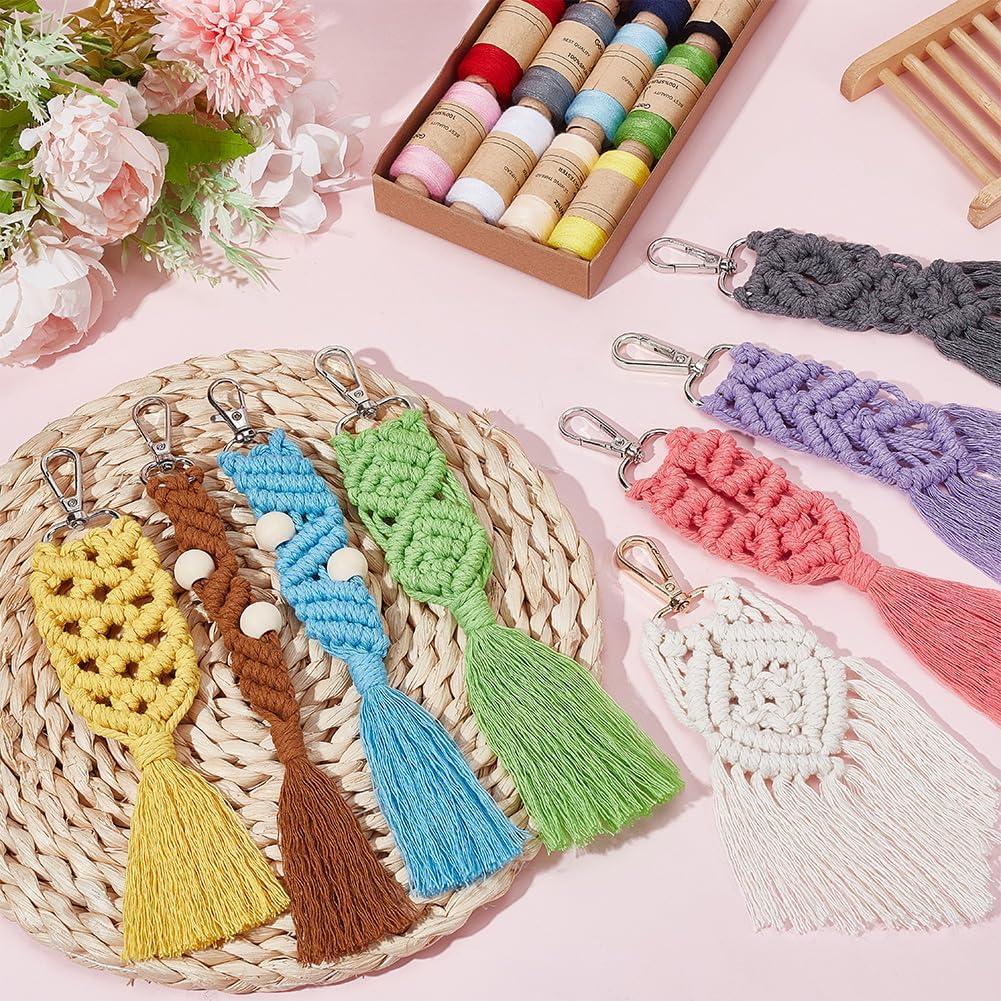 Kit de Llaveros de Macramé ACRNIGHEET 8 Colores DIY para Adultos