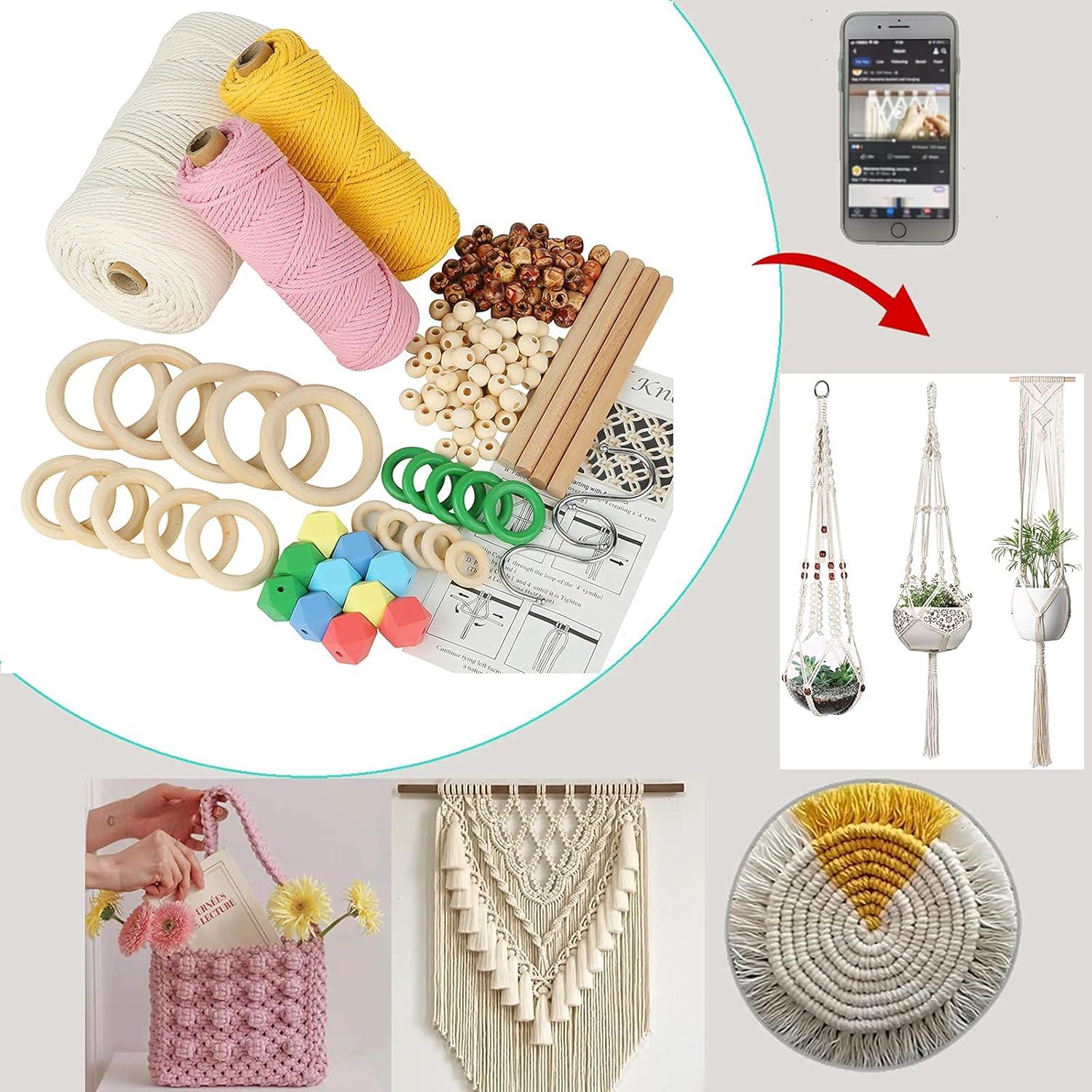 Kit de Macramé LECZIVOEN 329 Yardas 3mm con Perlas y Anillos