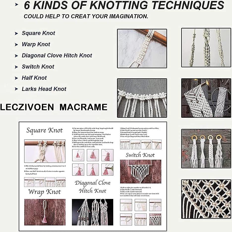 Kit de Macramé LECZIVOEN 329 Yardas 3mm con Perlas y Anillos