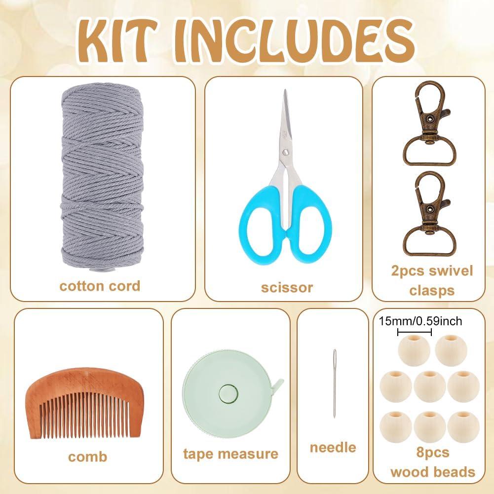 Kit de Bolsa de Macramé DIY INFUNLY para Adultos - Boho con Borlas