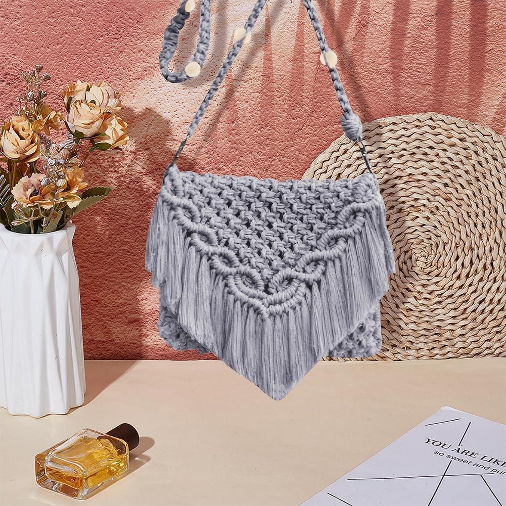 Kit de Bolsa de Macramé DIY INFUNLY para Adultos - Boho con Borlas