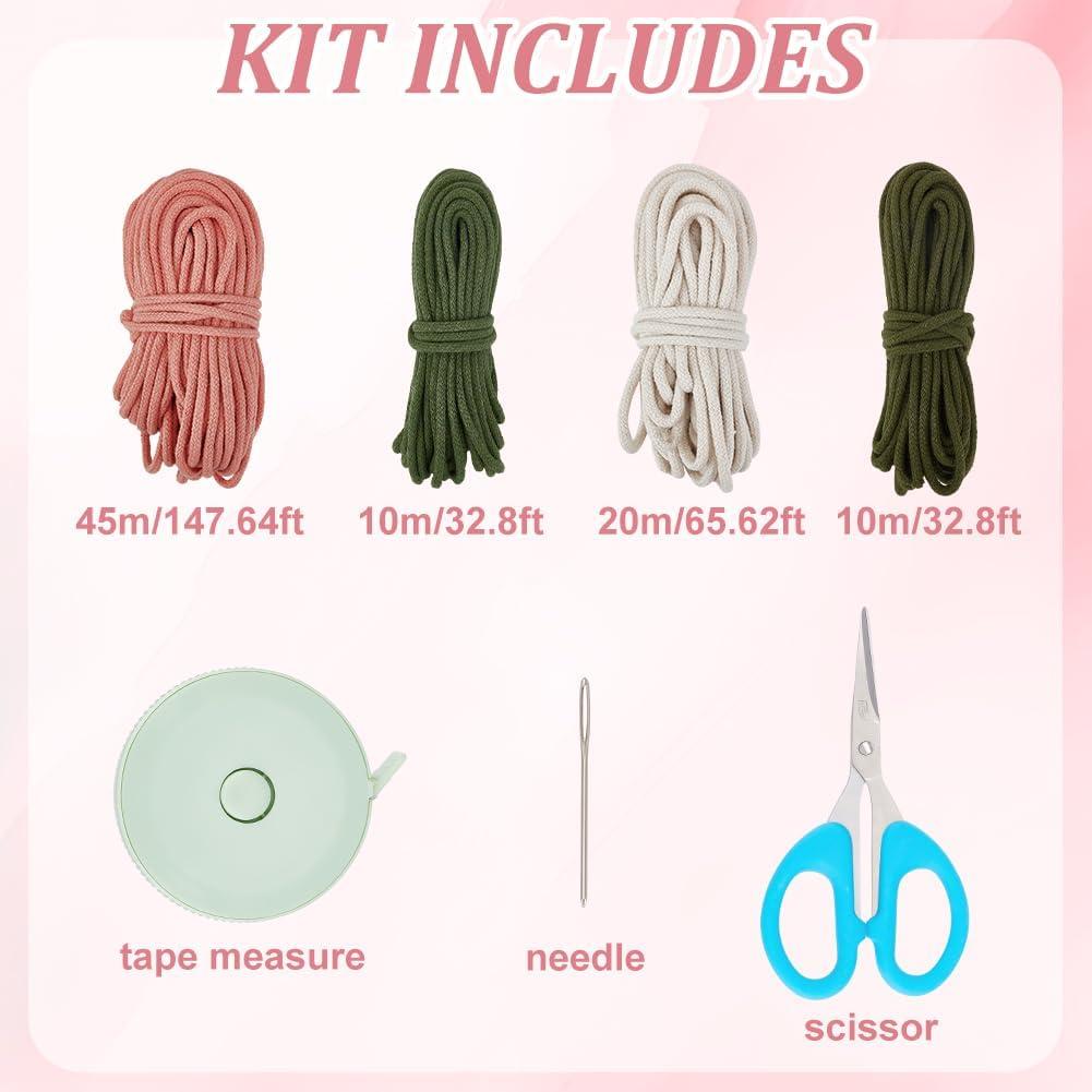 Kit de Bolsa de Macramé DIY BEUNITONE Boho Floral Rosa