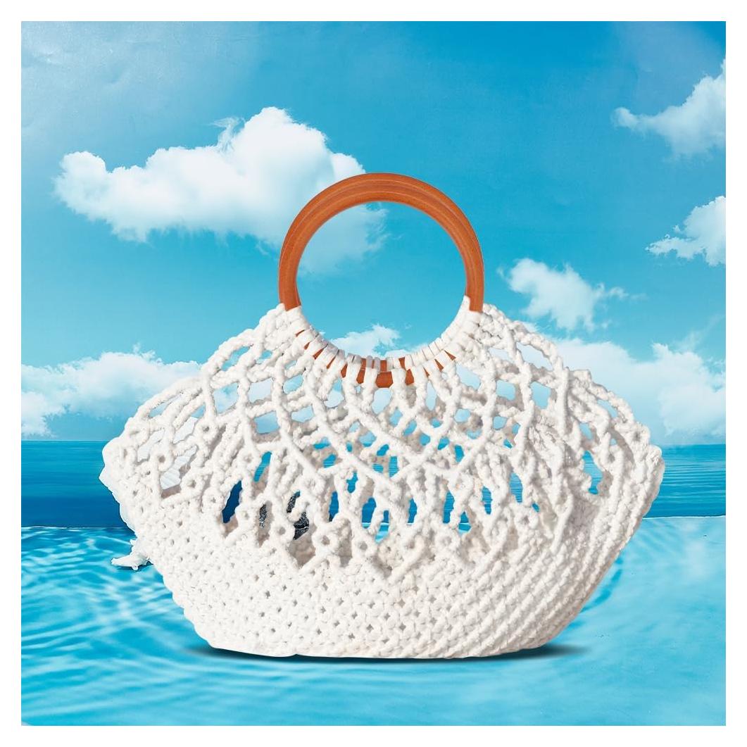 Kit de Bolsa de Macramé ACRNIGHEET DIY Blanco para Principiantes