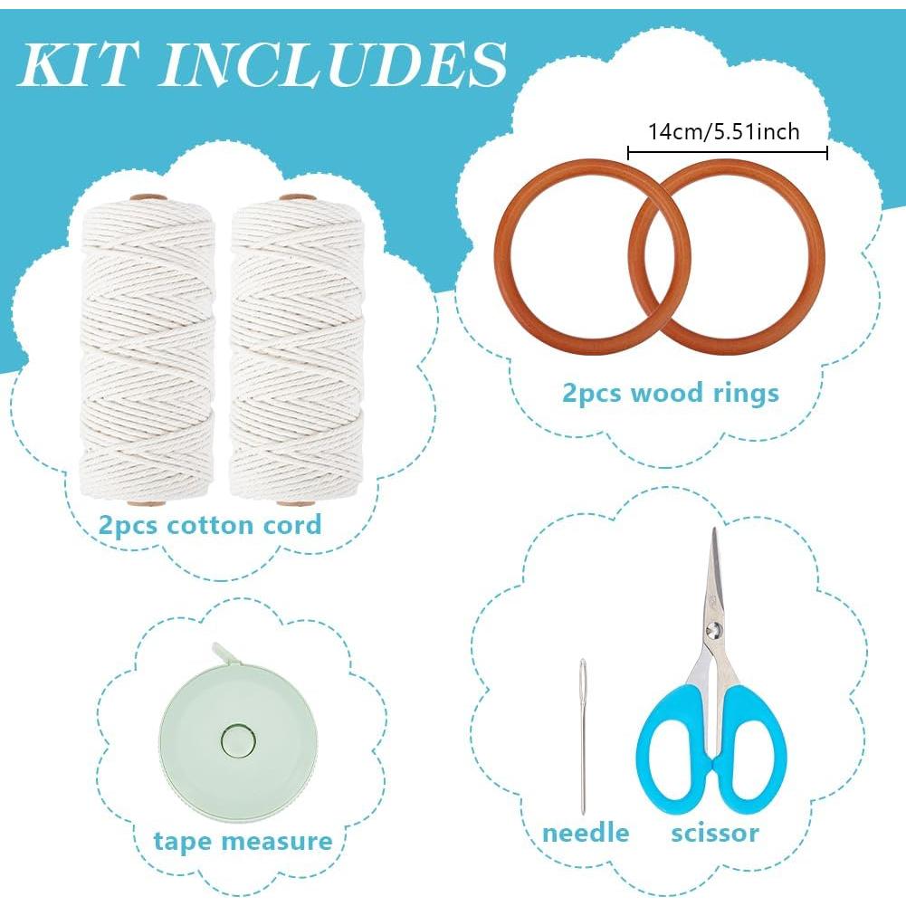 Kit de Bolsa de Macramé ACRNIGHEET DIY Blanco para Principiantes