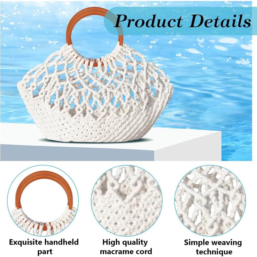 Kit de Bolsa de Macramé ACRNIGHEET DIY Blanco para Principiantes