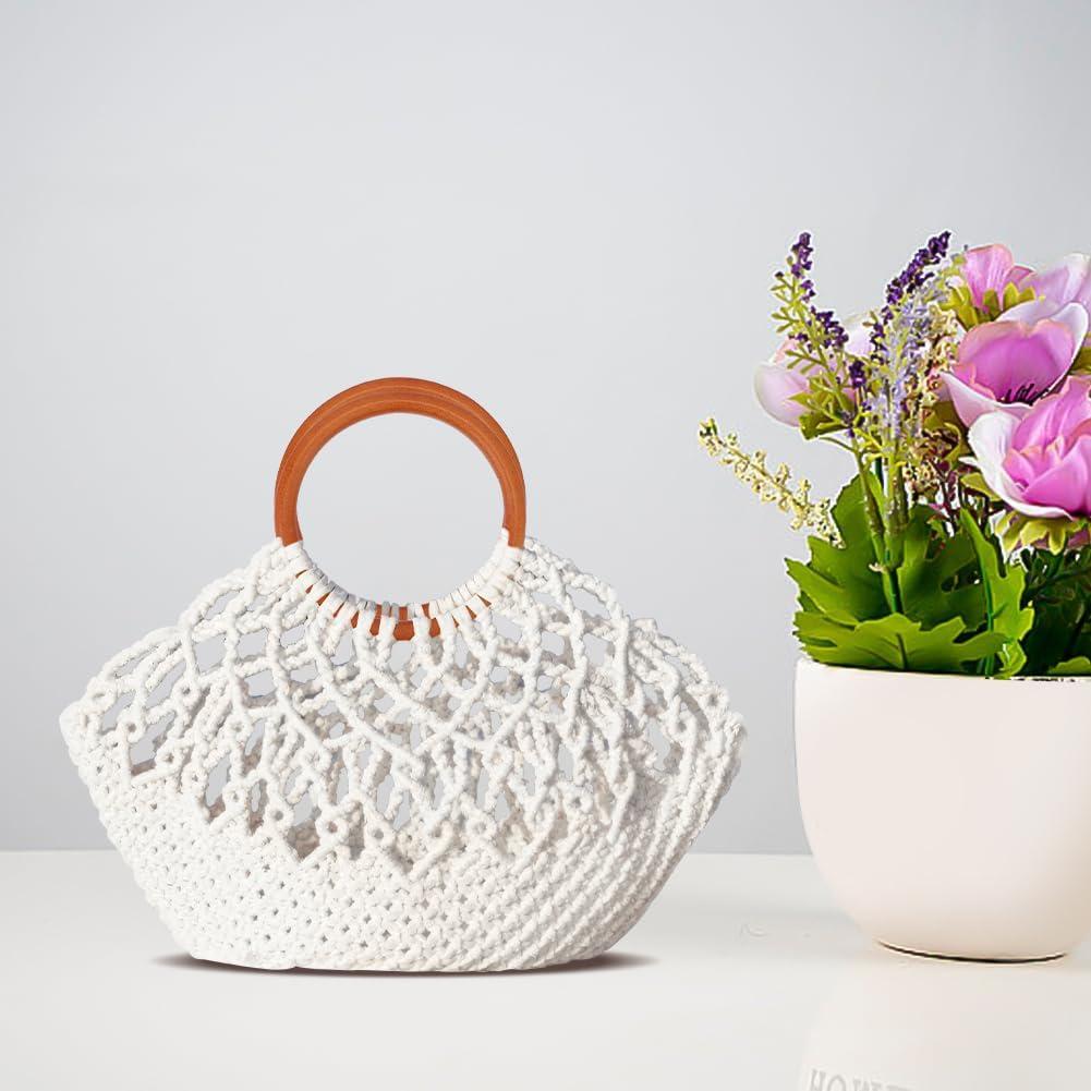 Kit de Bolsa de Macramé ACRNIGHEET DIY Blanco para Principiantes