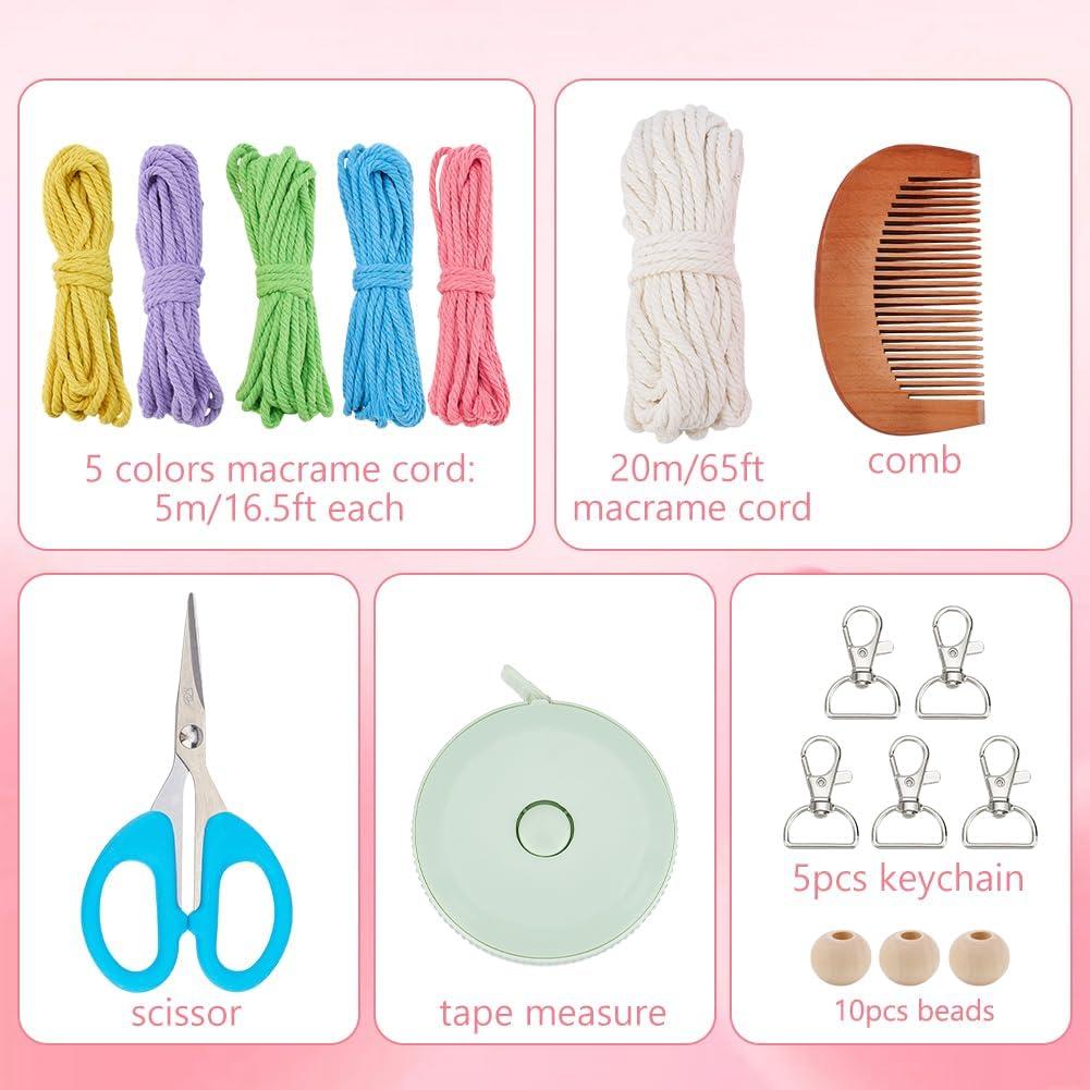 Kit de Llaveros de Macramé DIY INFUNLY - 5 Sets con Instrucciones
