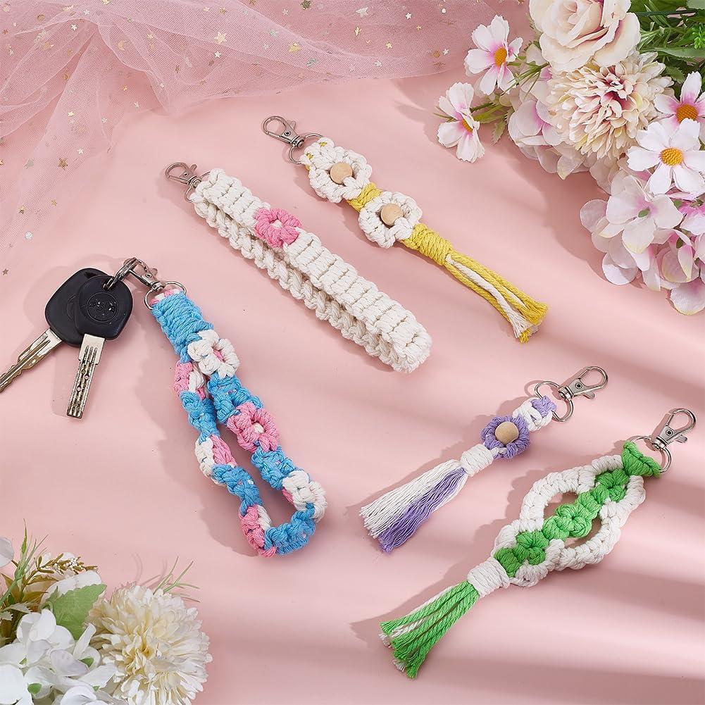 Kit de Llaveros de Macramé DIY INFUNLY - 5 Sets con Instrucciones