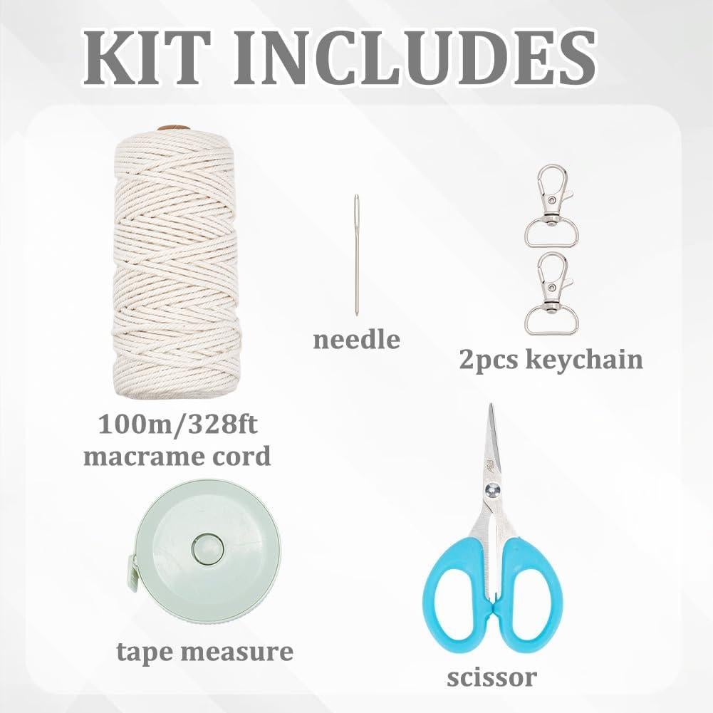 Kit de Bolsa de Macramé DIY INFUNLY Beige con Tutorial