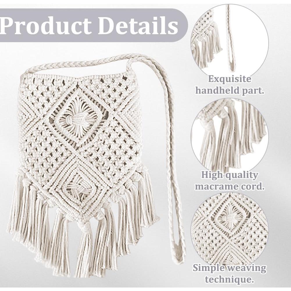 Kit de Bolsa de Macramé DIY INFUNLY Beige con Tutorial