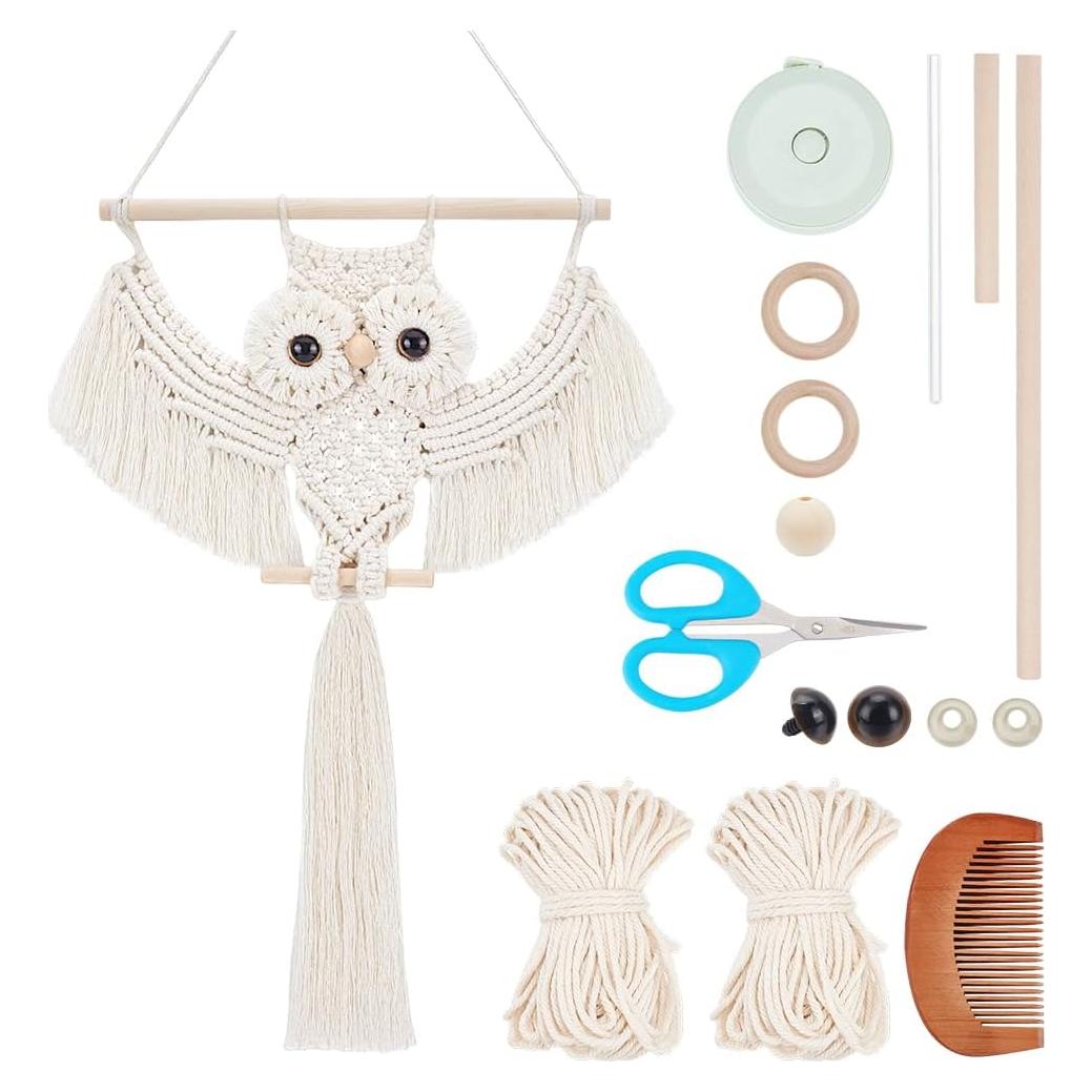 Kit de Macramé de Búho DIY ACRNIGHEET - Decoración Bohemia
