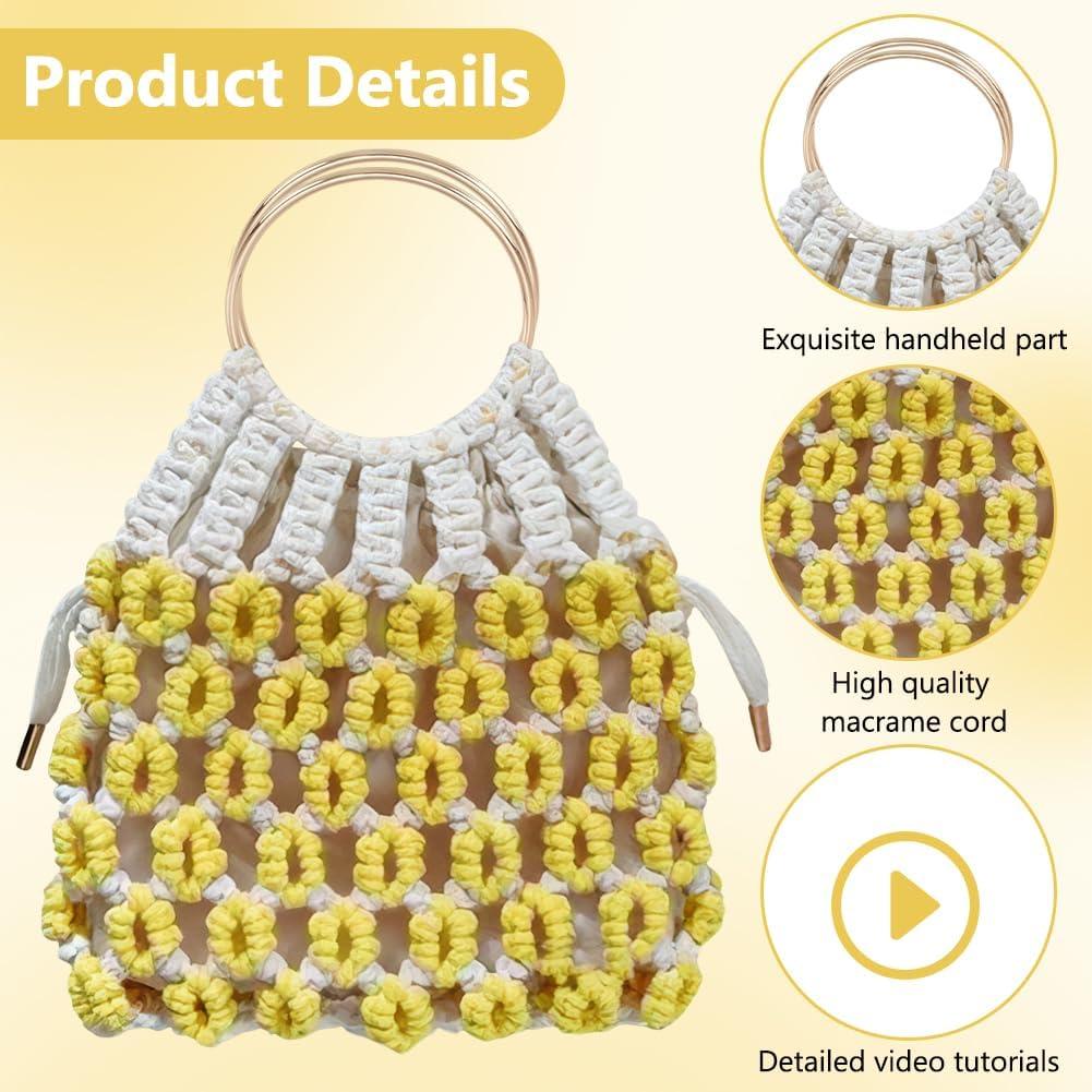 Kit de Bolsa de Macramé DIY BEUNITONE - Boho Floral Algodón