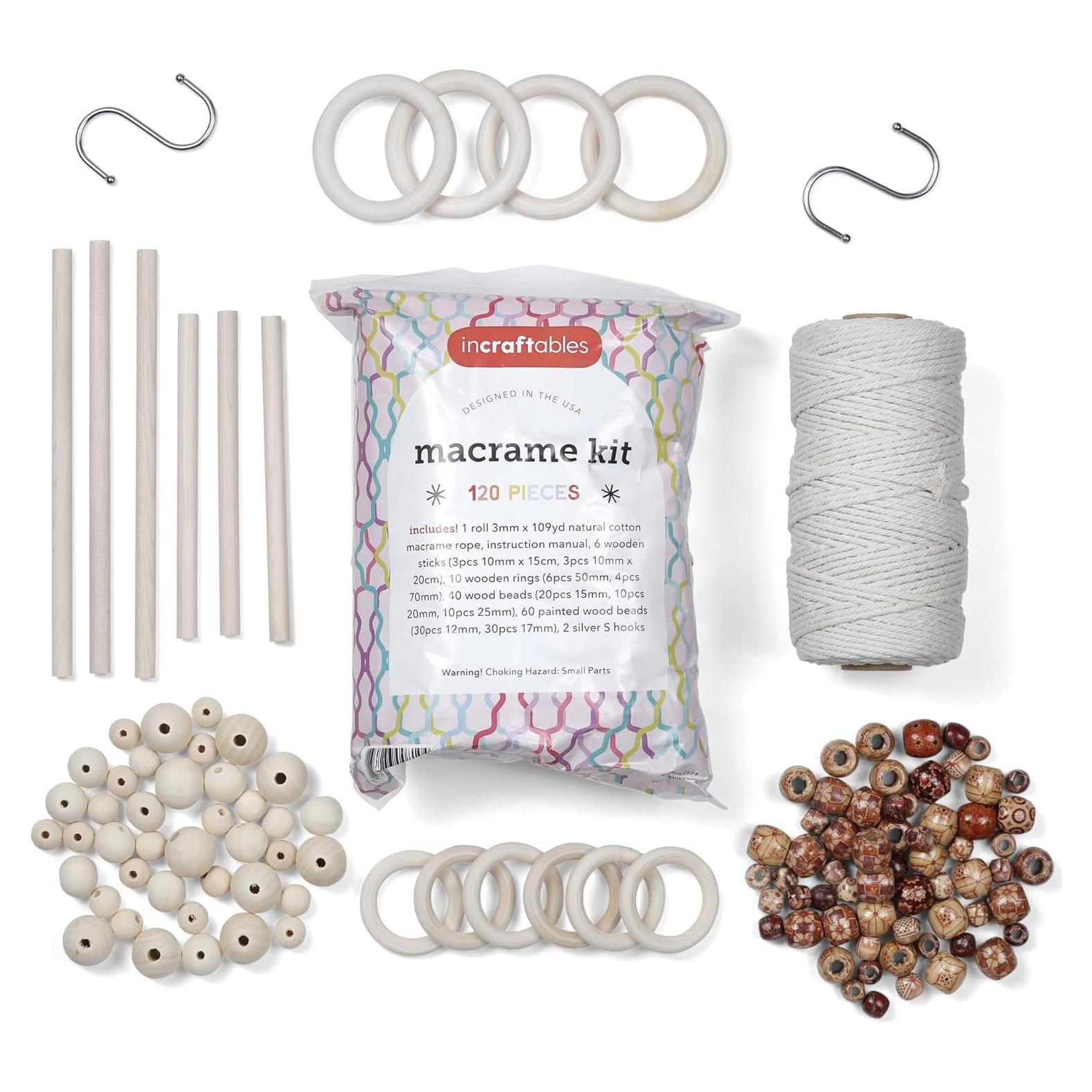 Kit de Macramé Incraftables 120 Piezas - Algodón Natural