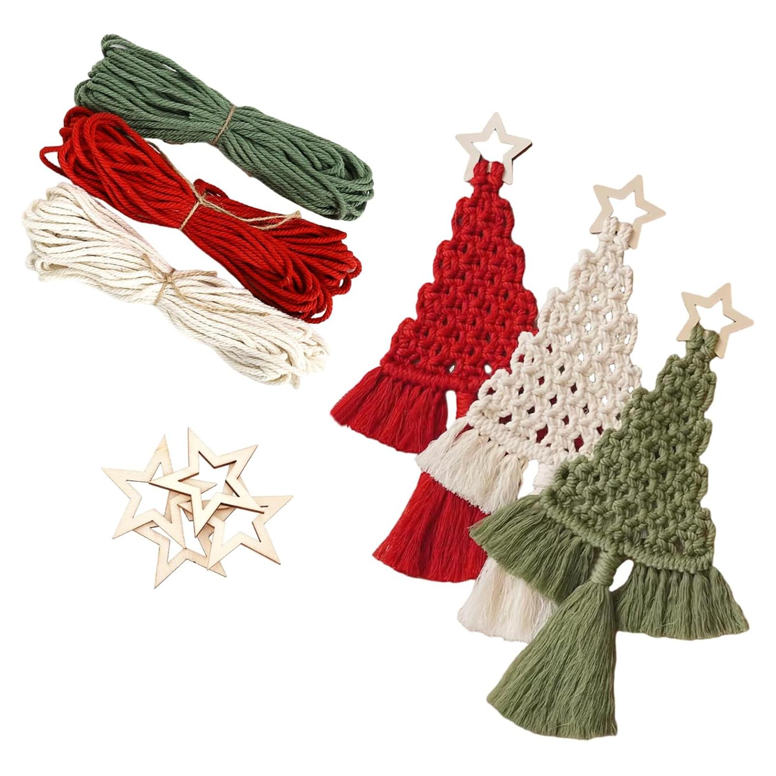 Kit de Macramé para Árbol de Navidad 3 Piezas Decoración DIY