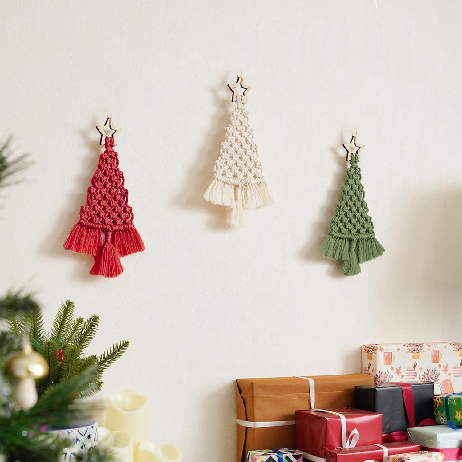 Kit de Macramé para Árbol de Navidad 3 Piezas Decoración DIY