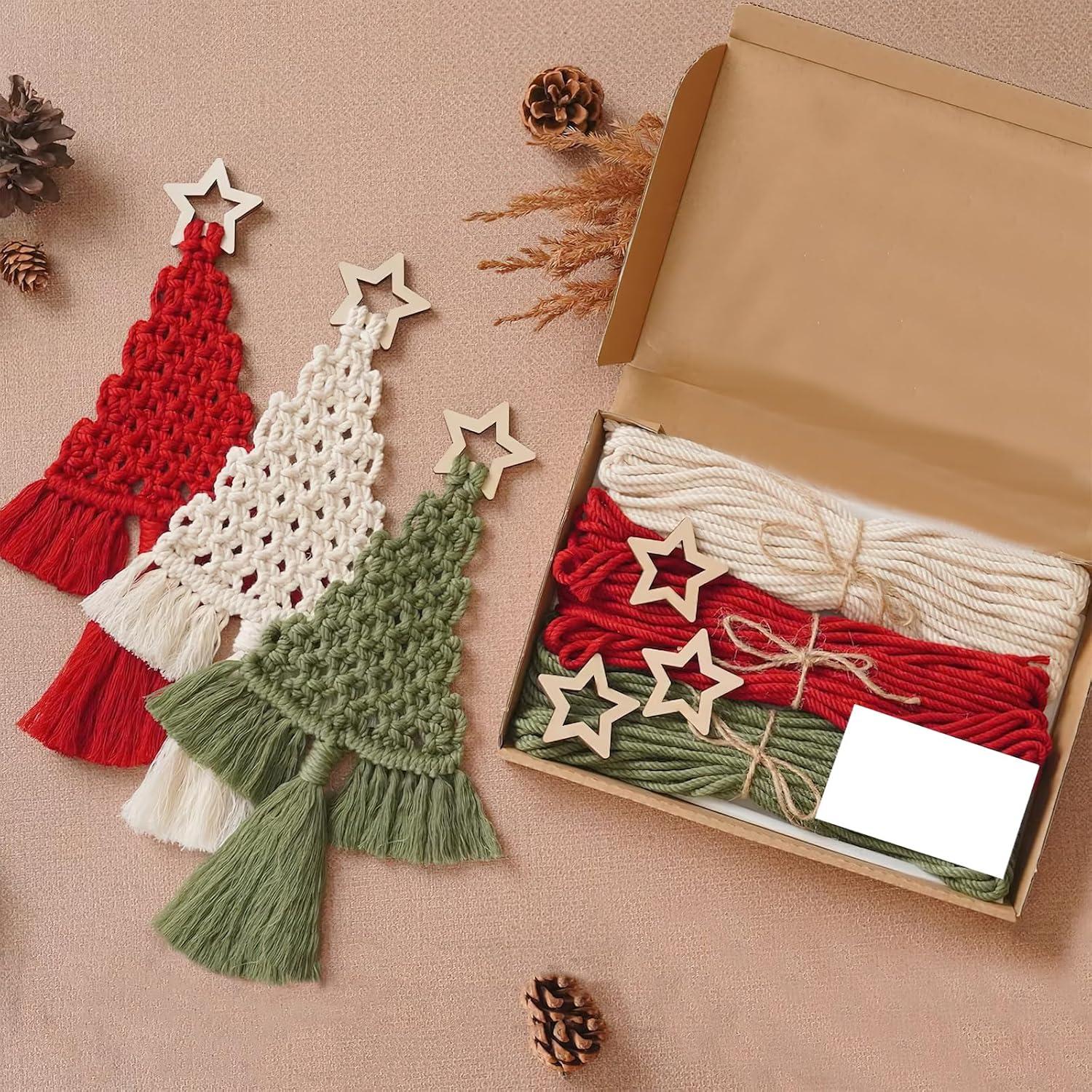 Kit de Macramé para Árbol de Navidad 3 Piezas Decoración DIY
