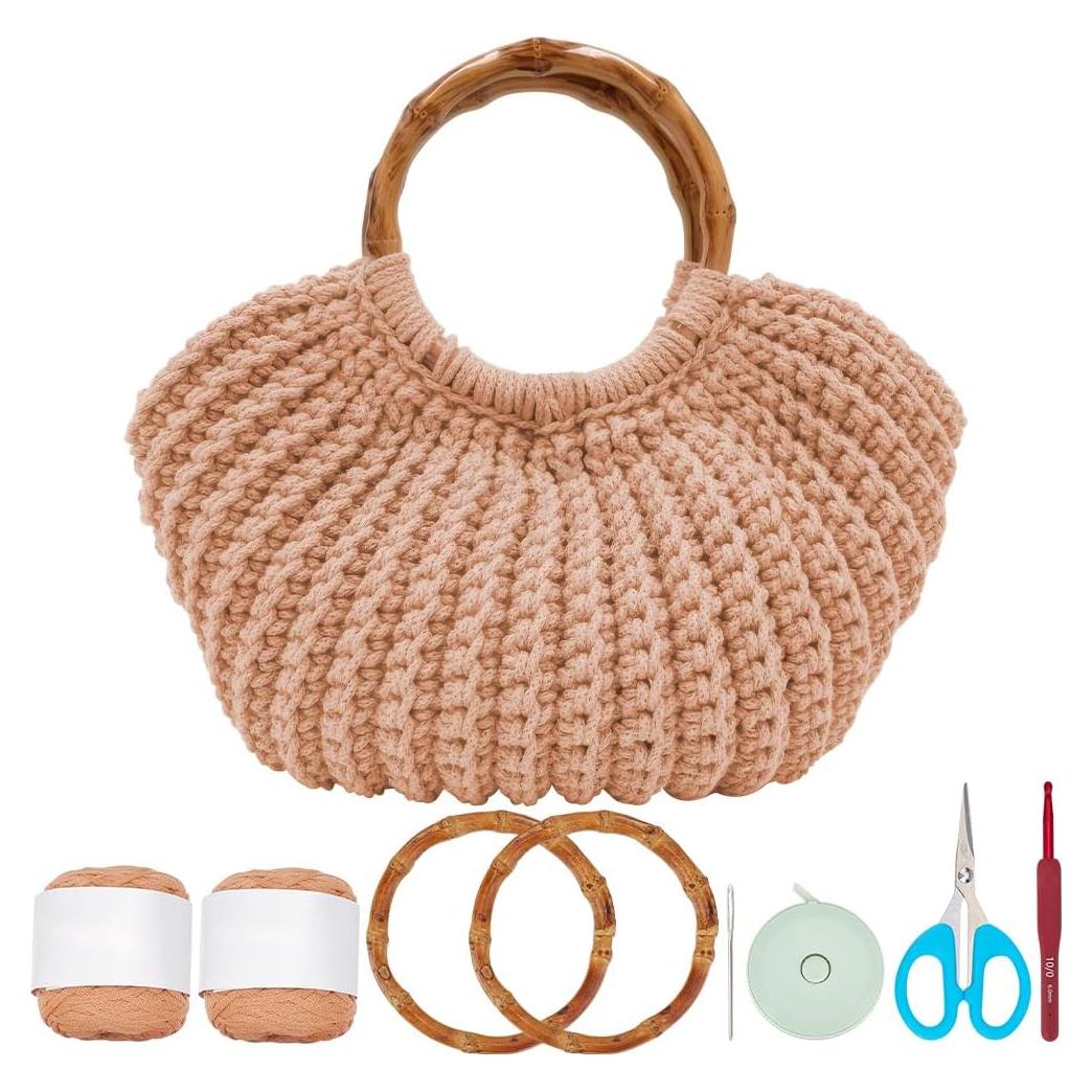 Kit de Bolsa de Crochet ACRNIGHEET Khaki para Principiantes