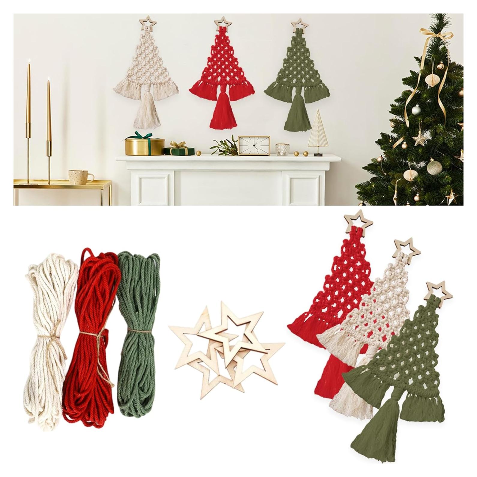 Kit de Macramé Navidad Ncozwo 3 Piezas Adornos Colgantes