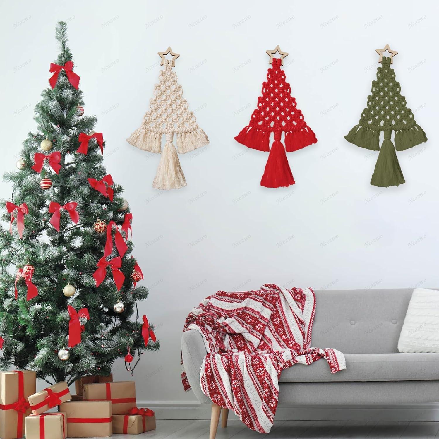 Kit de Macramé Navidad Ncozwo 3 Piezas Adornos Colgantes