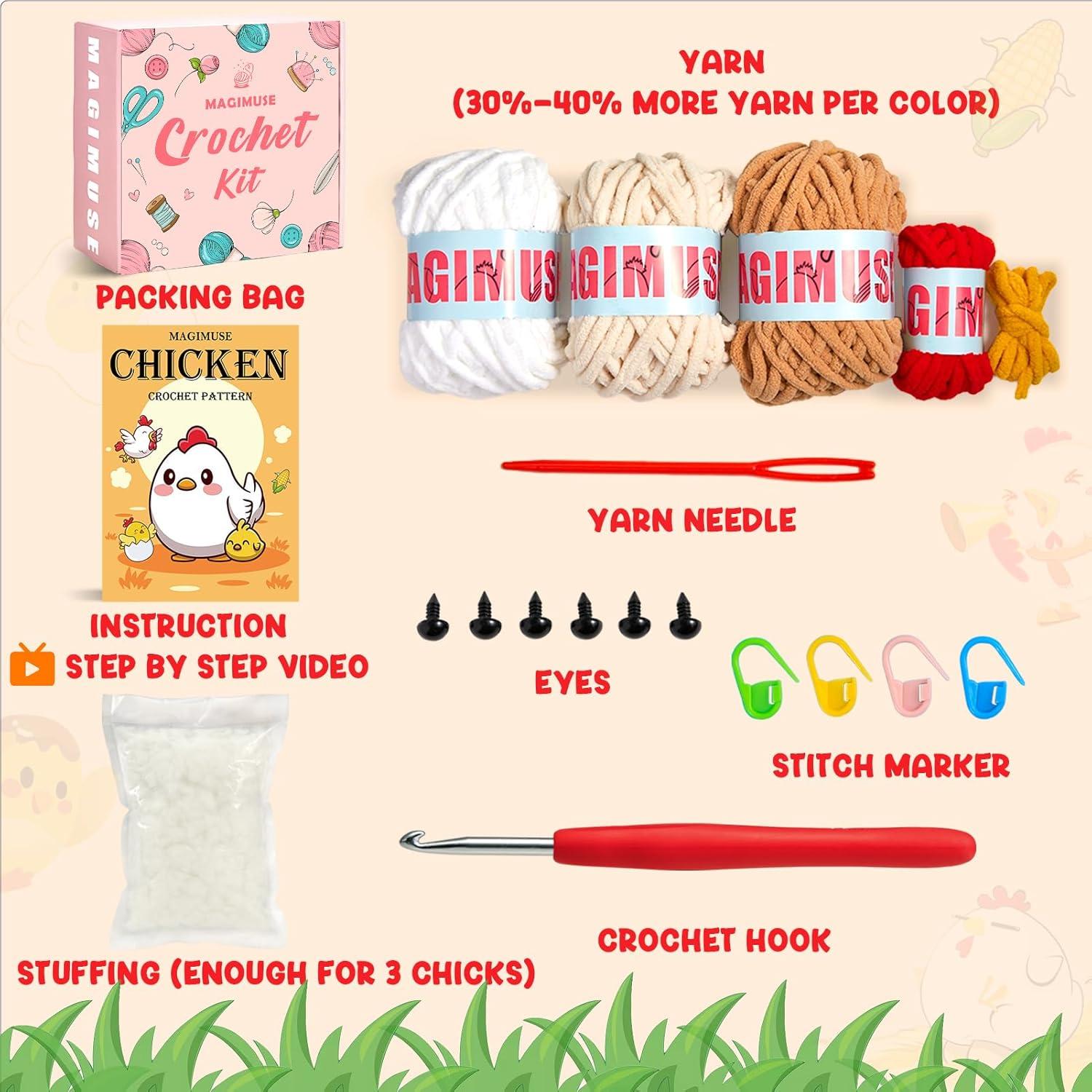 Kit de Crochet MAGIMUSE para Principiantes - 3 Pollos