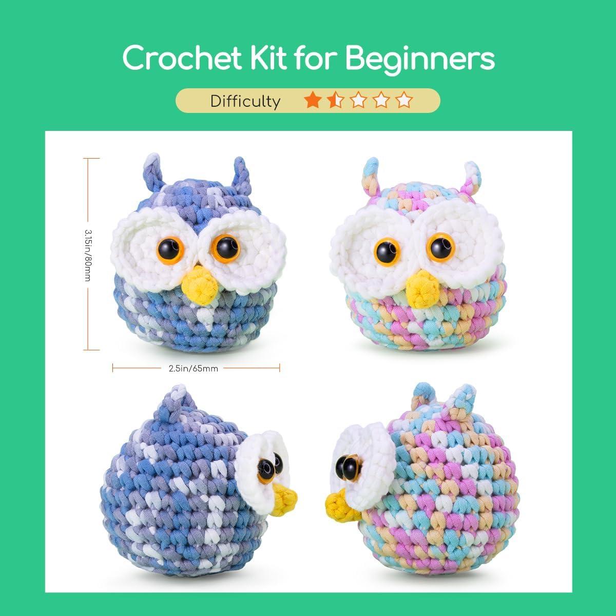 Kit de Crochet NestledCrafts Hootwin para Principiantes - 2 Búhos