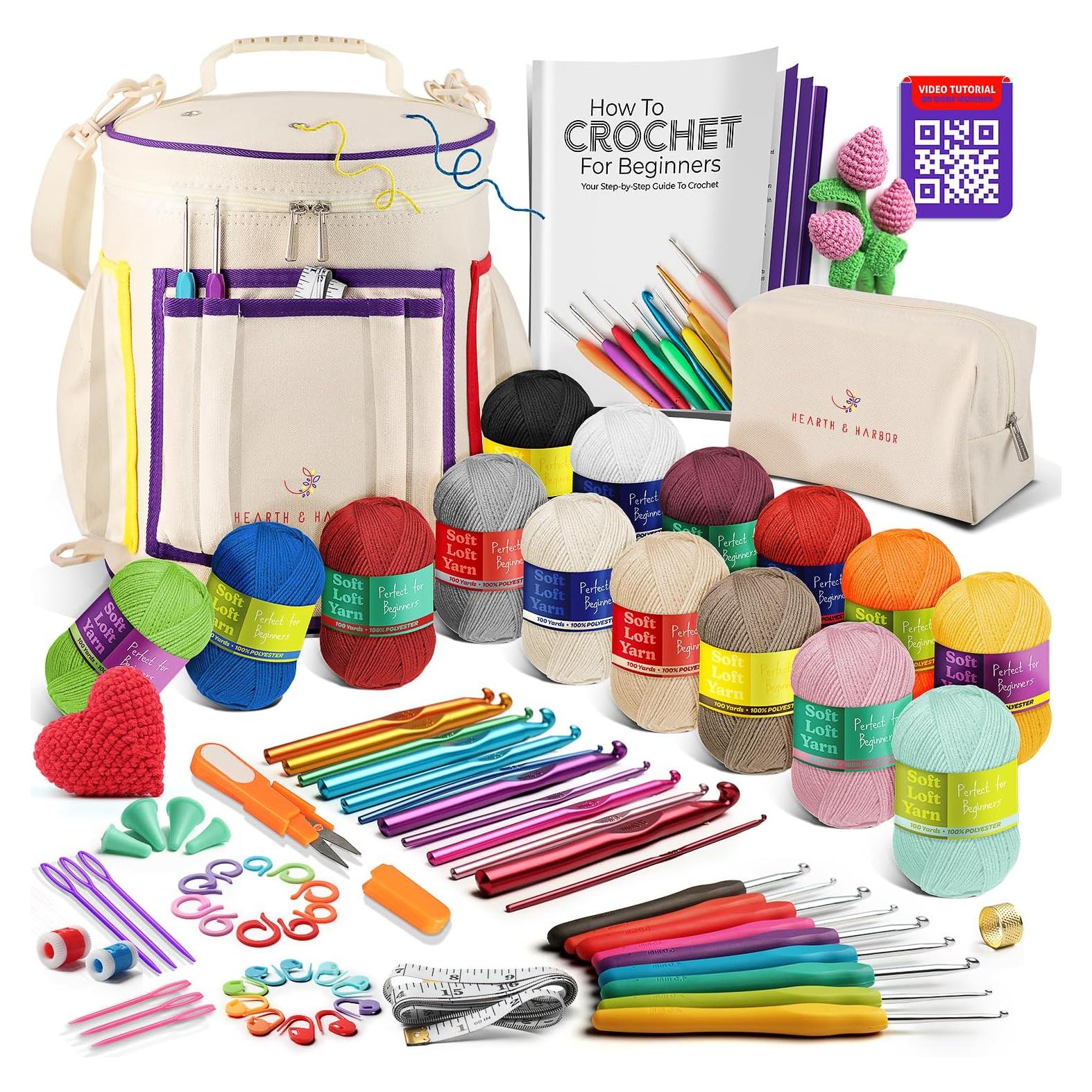 Kit de Crochet Hearth & Harbor para Principiantes - 15 Ovillos y 21 Ganchos