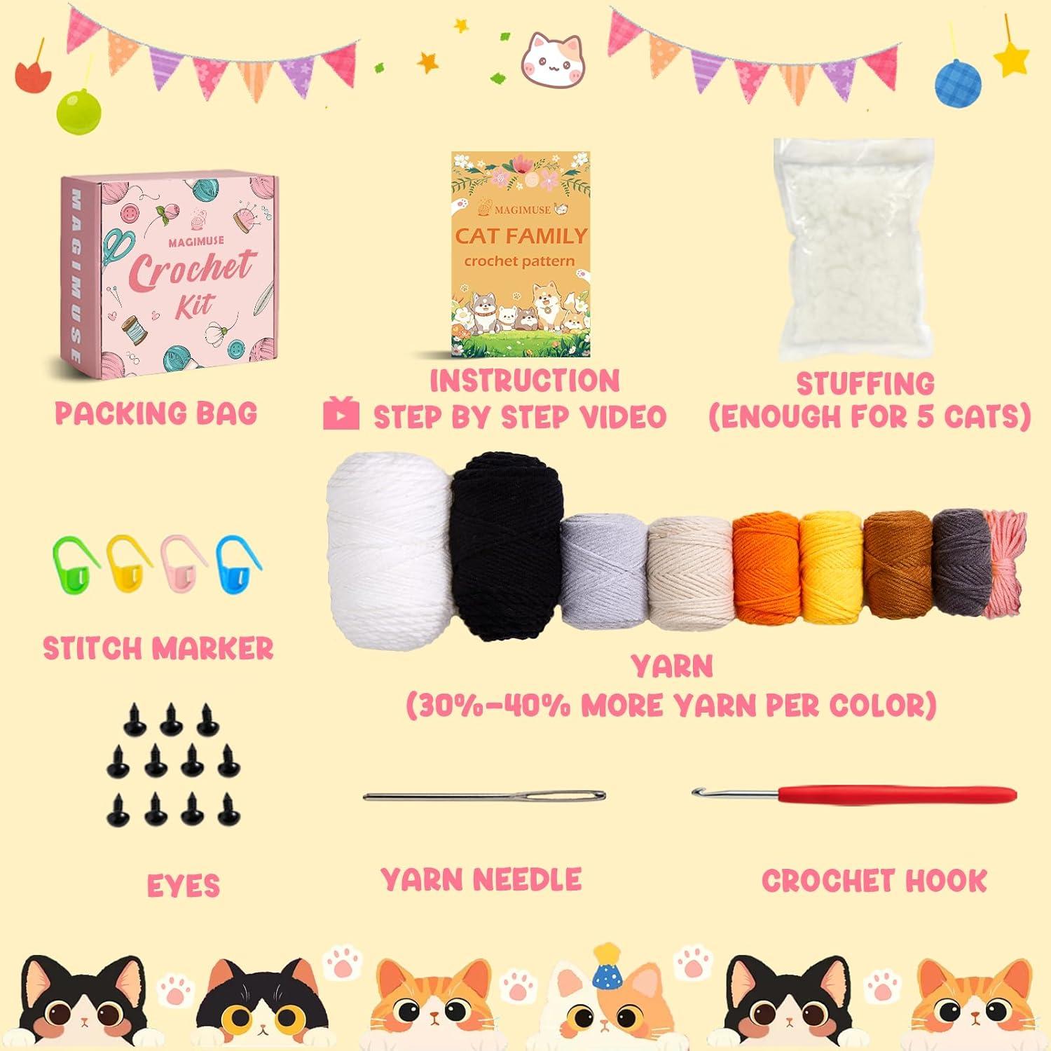 Kit de Crochet MAGIMUSE para Principiantes - 5 Gatos DIY