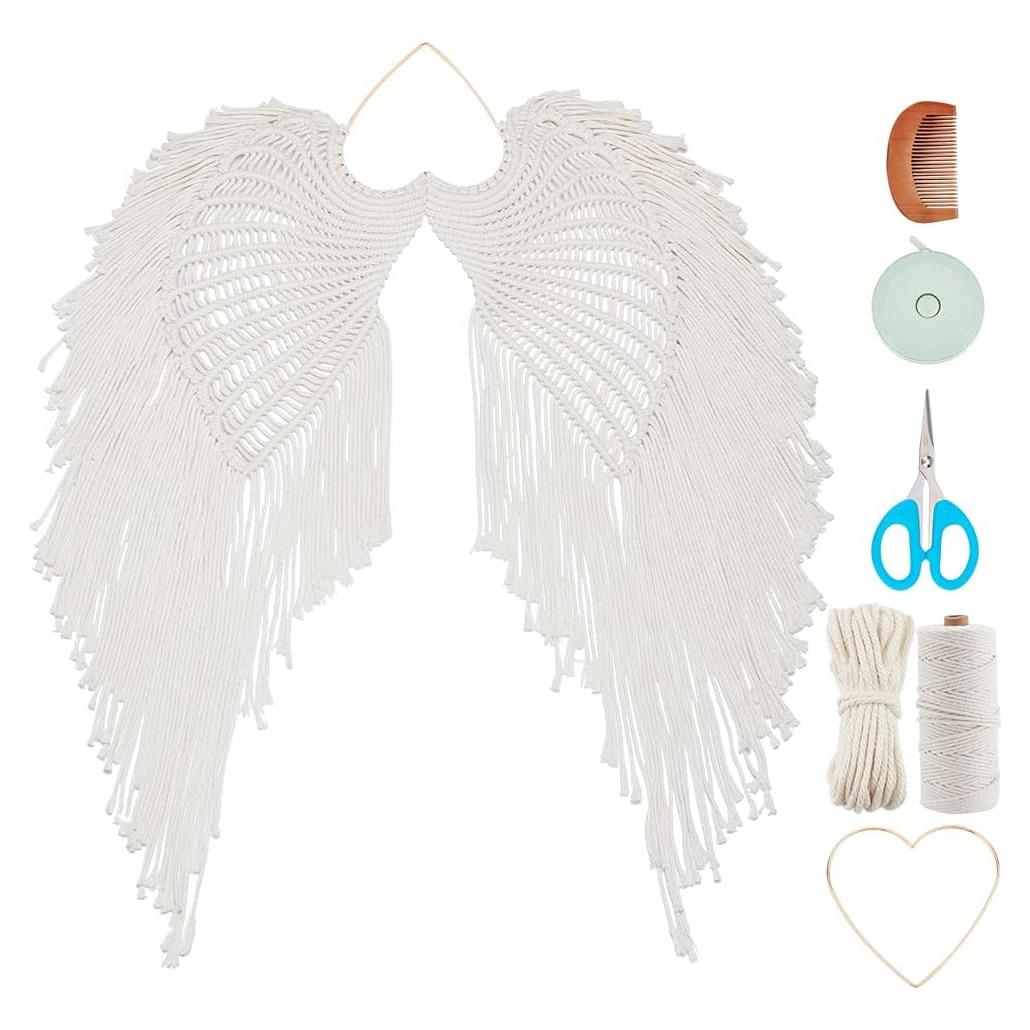 Kit de Alas de Ángel Macramé INFUNLY - Decoración Pared 18 cm