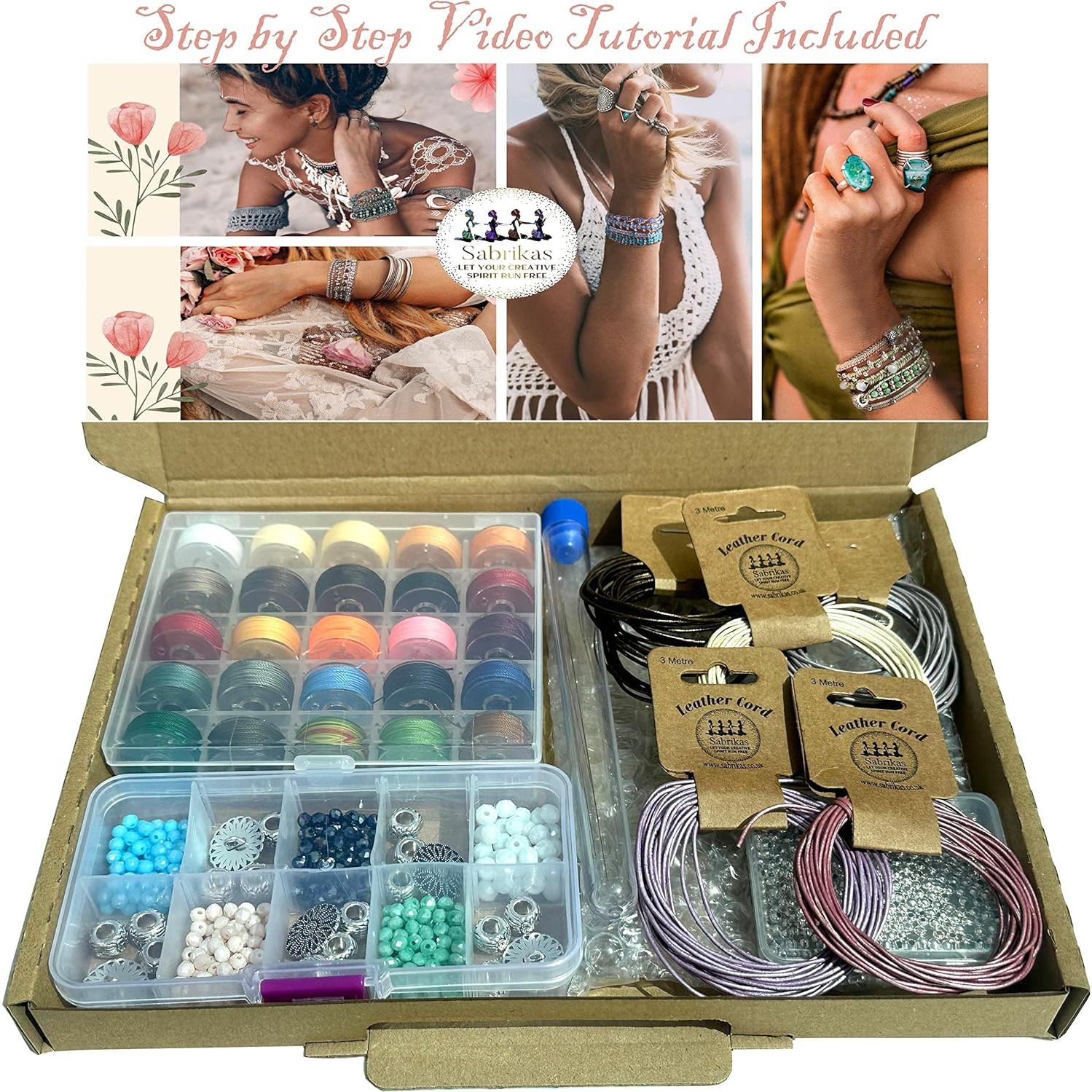 Kit de Joyería Sabrikas DIY - Pulseras de Macramé y Cuero